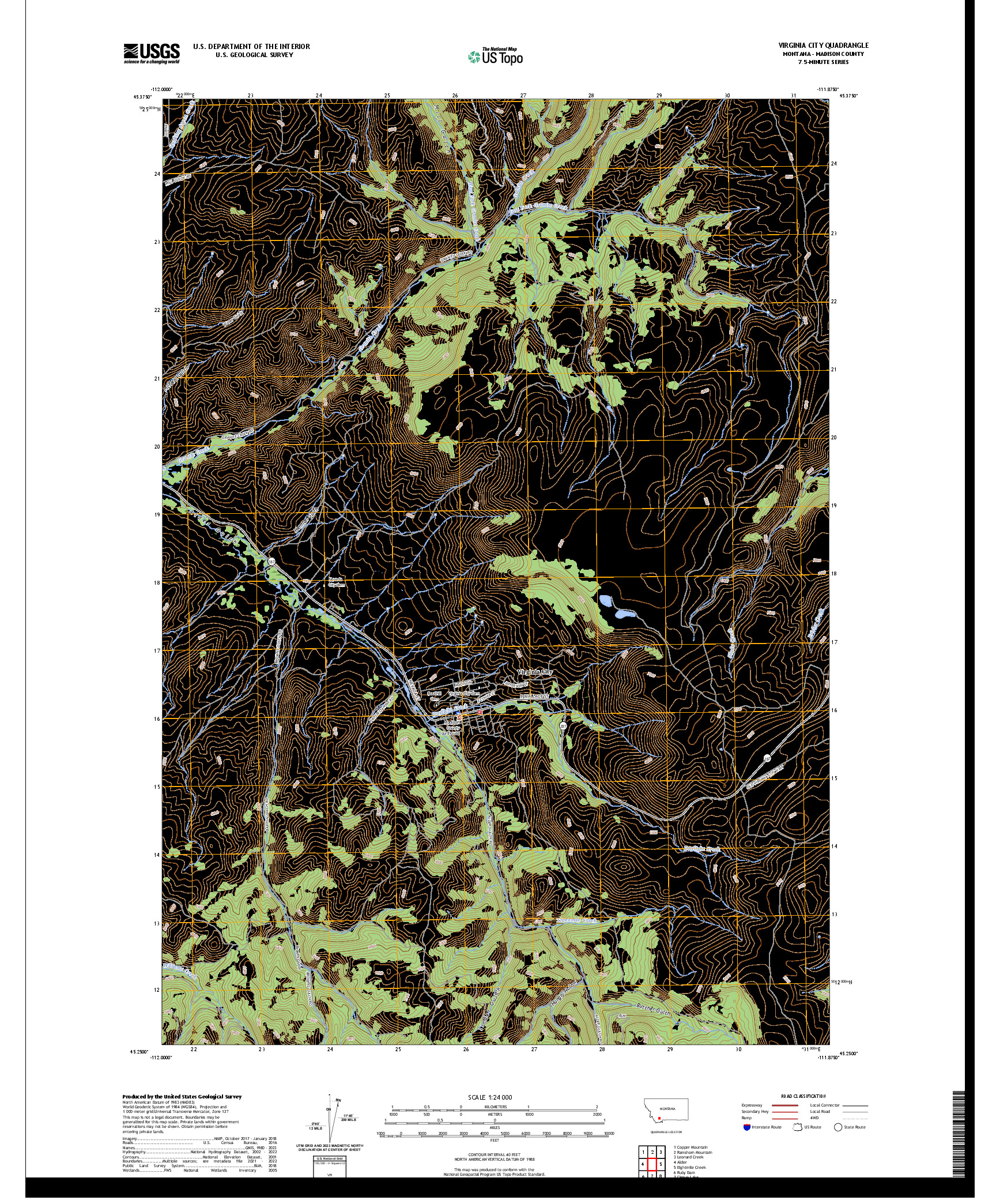 US TOPO 7.5-MINUTE MAP FOR VIRGINIA CITY, MT