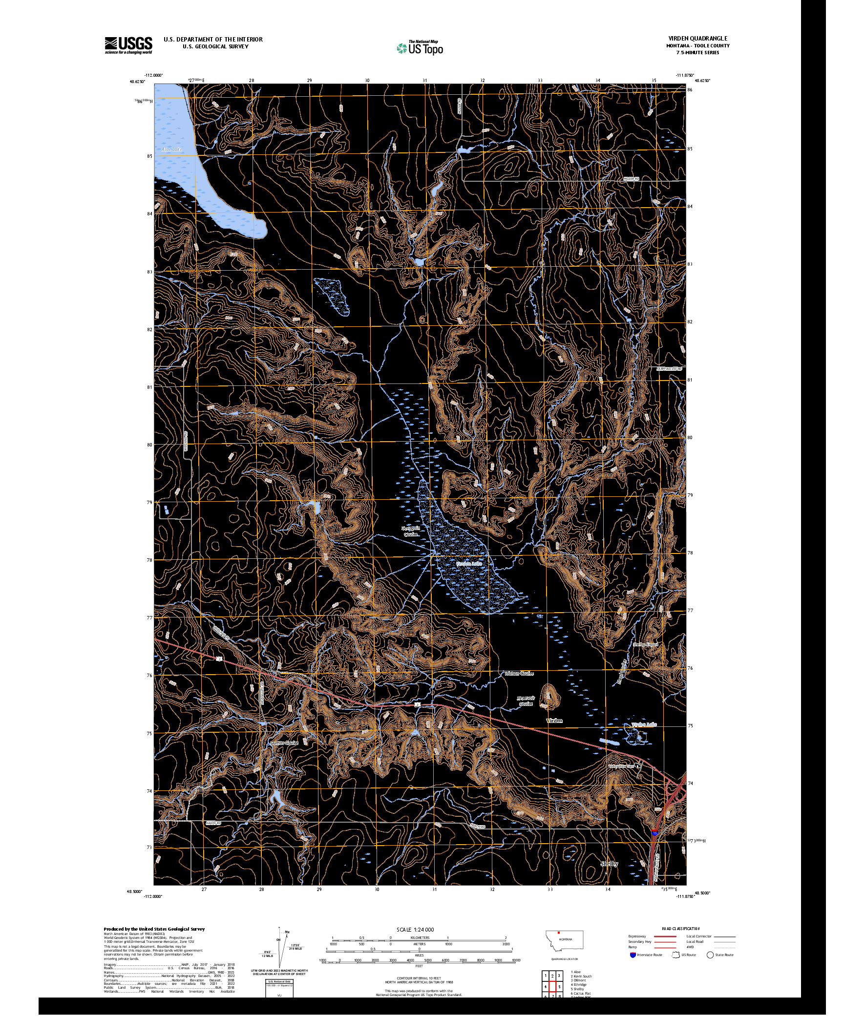 US TOPO 7.5-MINUTE MAP FOR VIRDEN, MT
