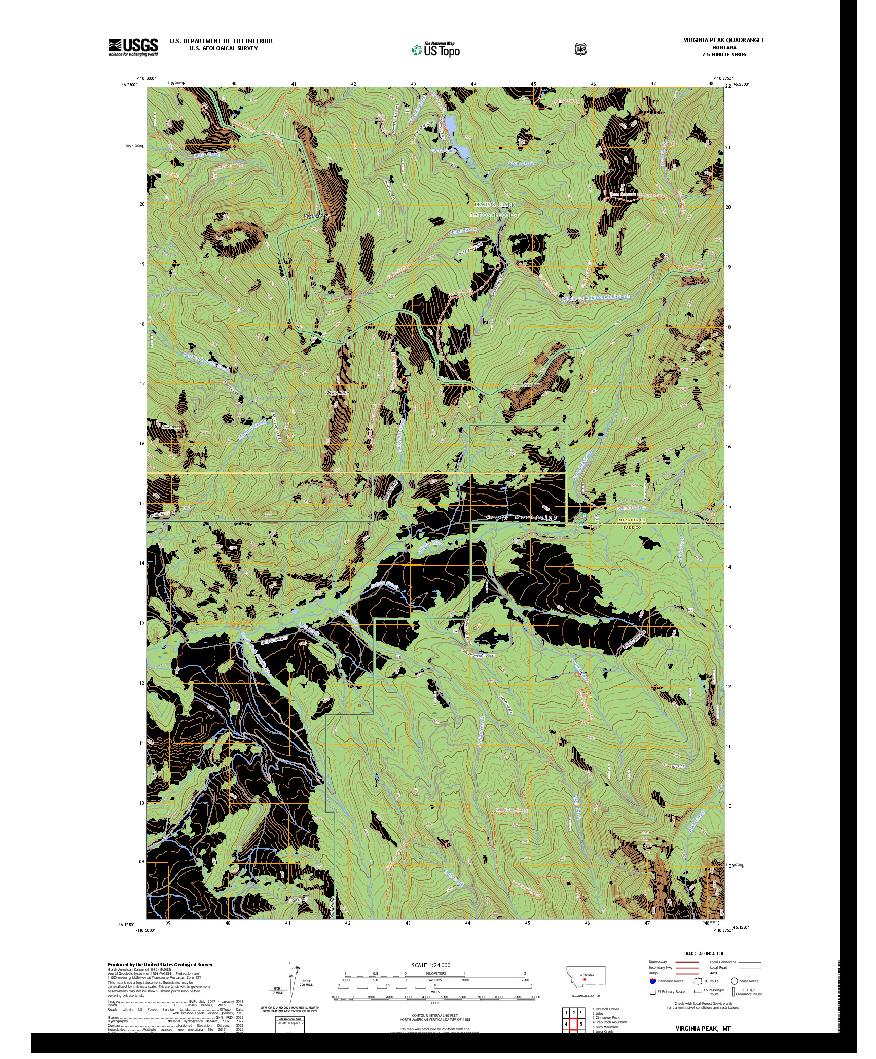 US TOPO 7.5-MINUTE MAP FOR VIRGINIA PEAK, MT