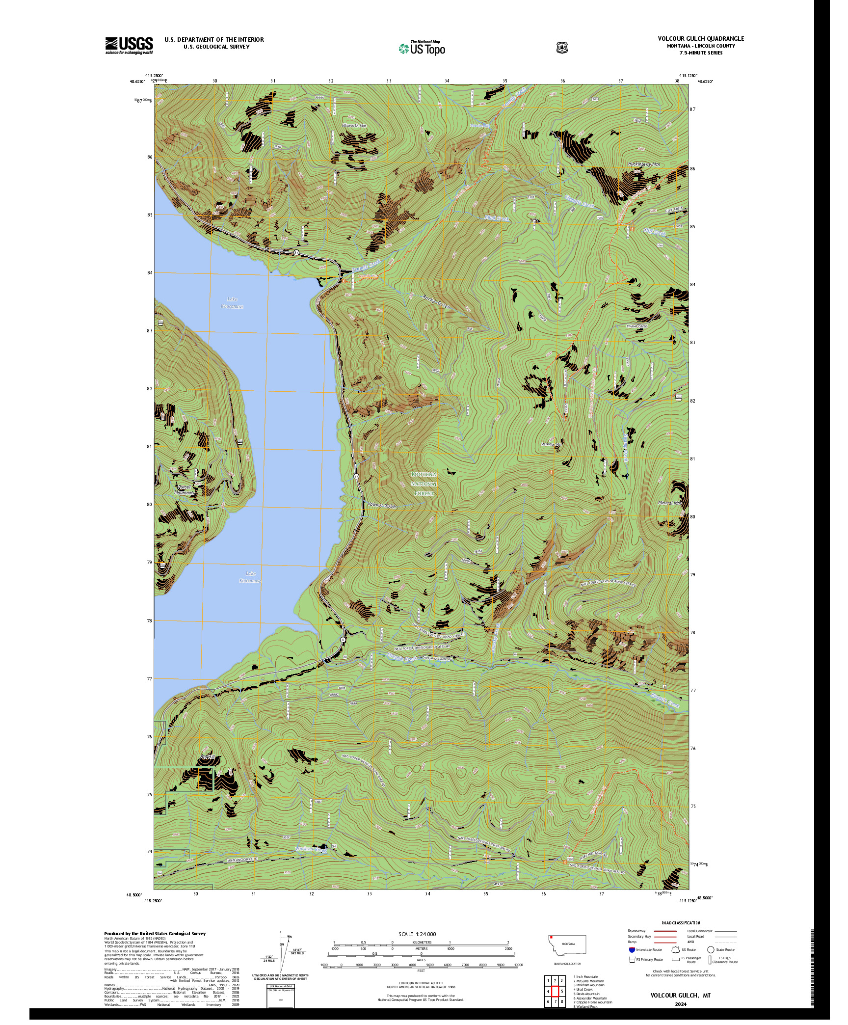 US TOPO 7.5-MINUTE MAP FOR VOLCOUR GULCH, MT