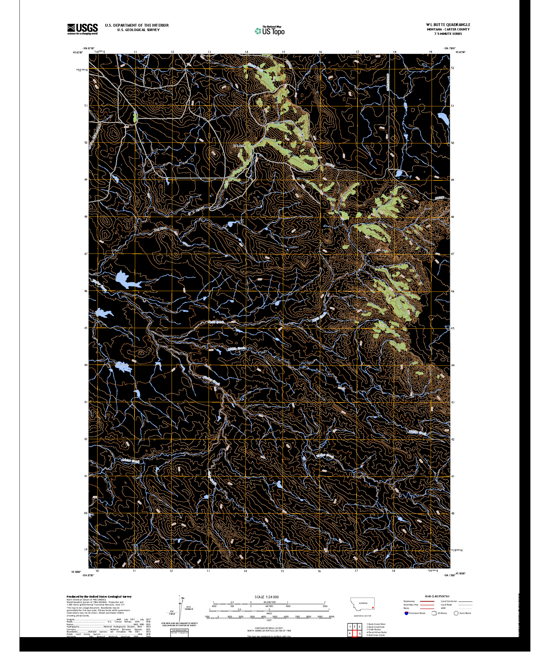 US TOPO 7.5-MINUTE MAP FOR W L BUTTE, MT
