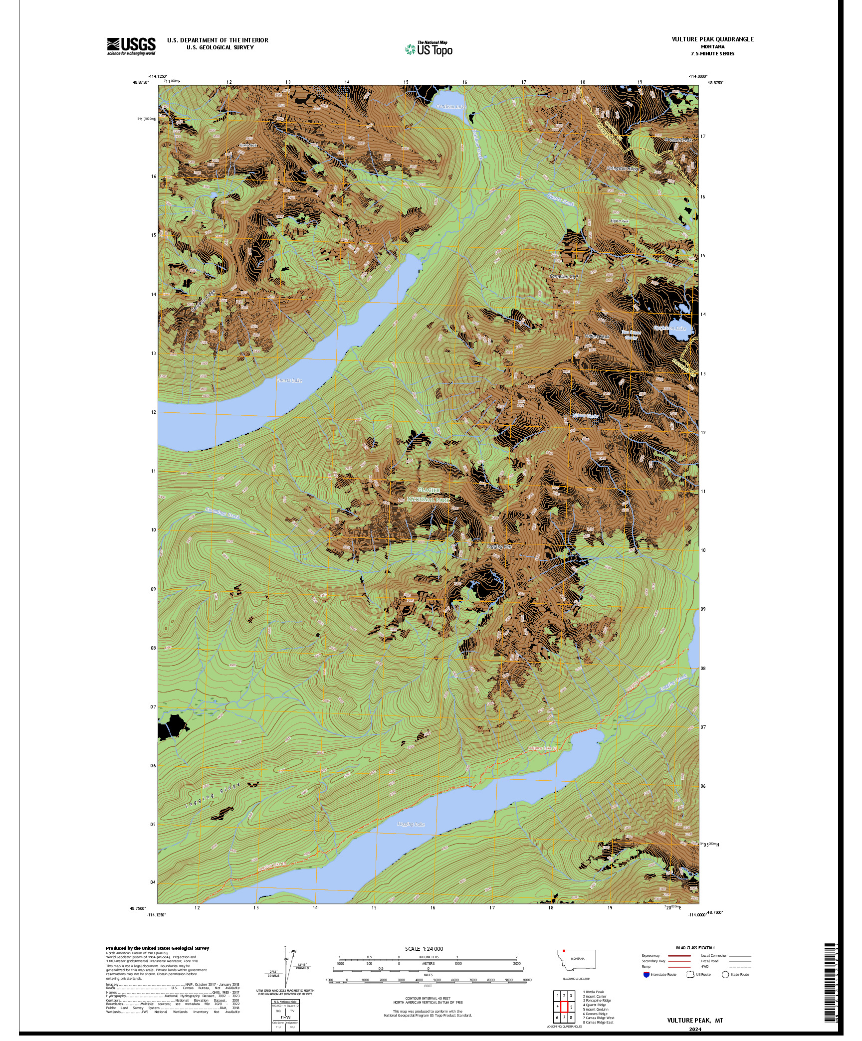 US TOPO 7.5-MINUTE MAP FOR VULTURE PEAK, MT