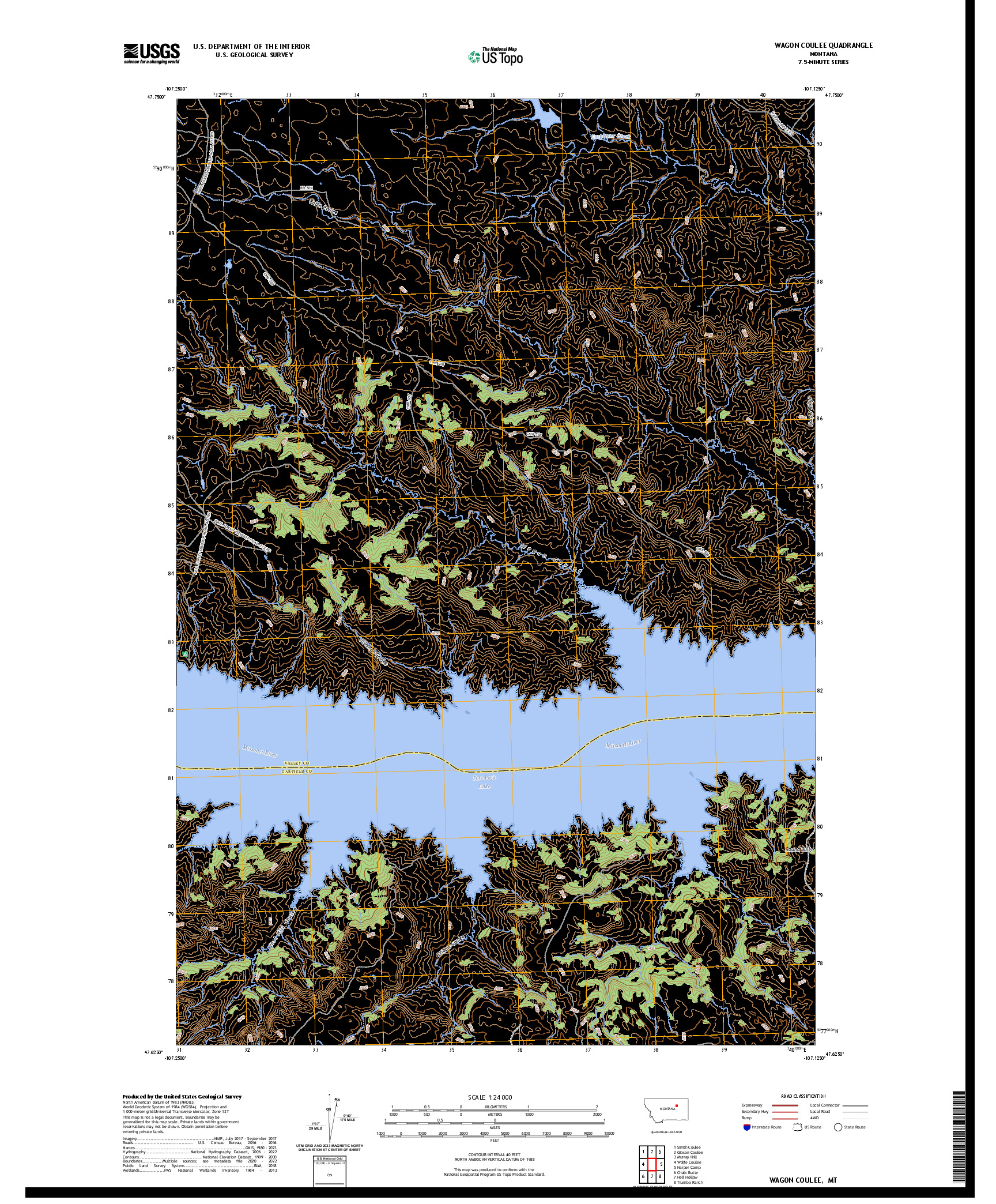 US TOPO 7.5-MINUTE MAP FOR WAGON COULEE, MT