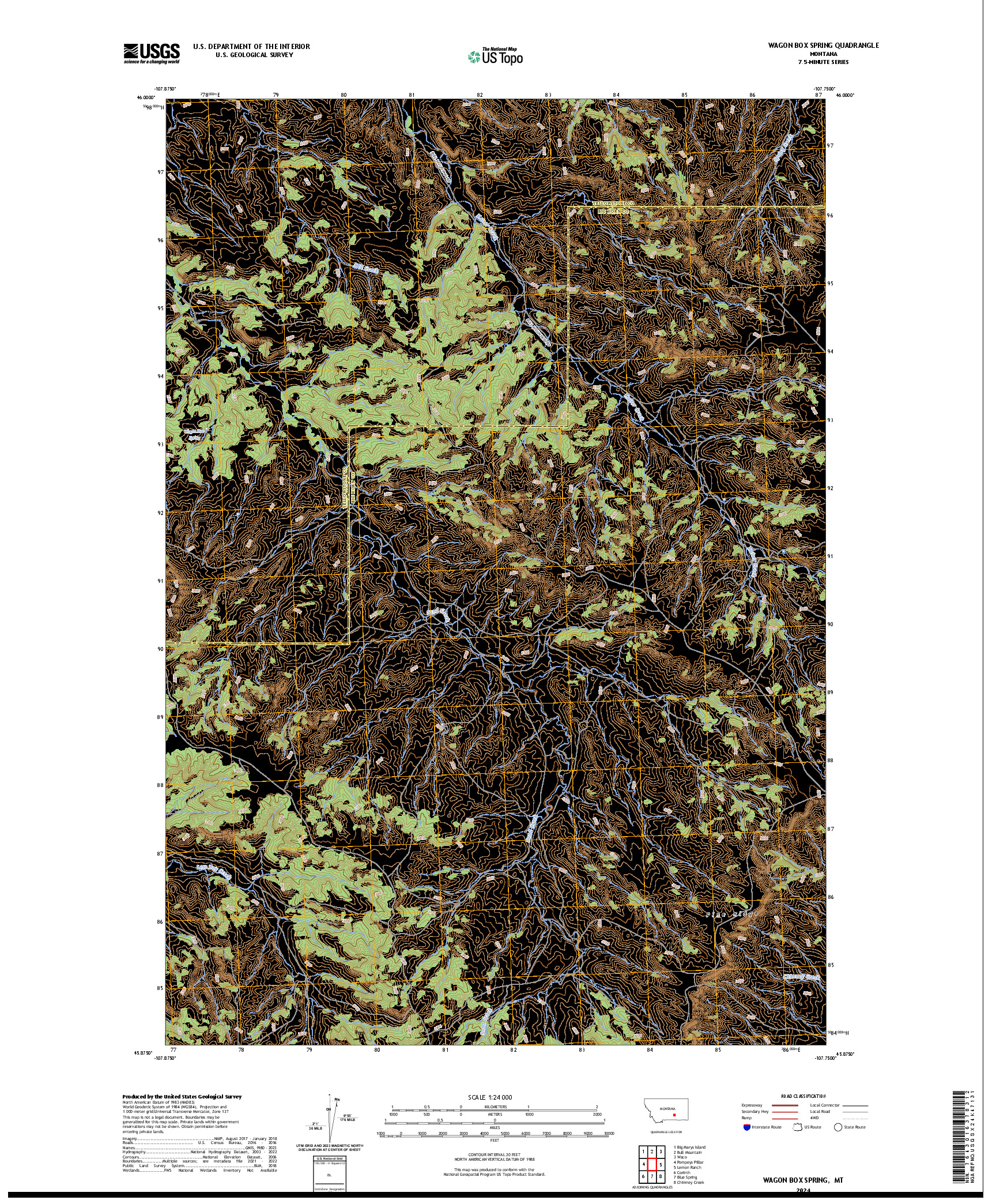US TOPO 7.5-MINUTE MAP FOR WAGON BOX SPRING, MT