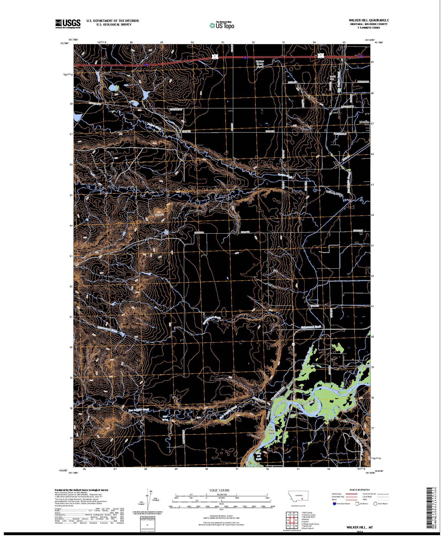 US TOPO 7.5-MINUTE MAP FOR WALKER HILL, MT