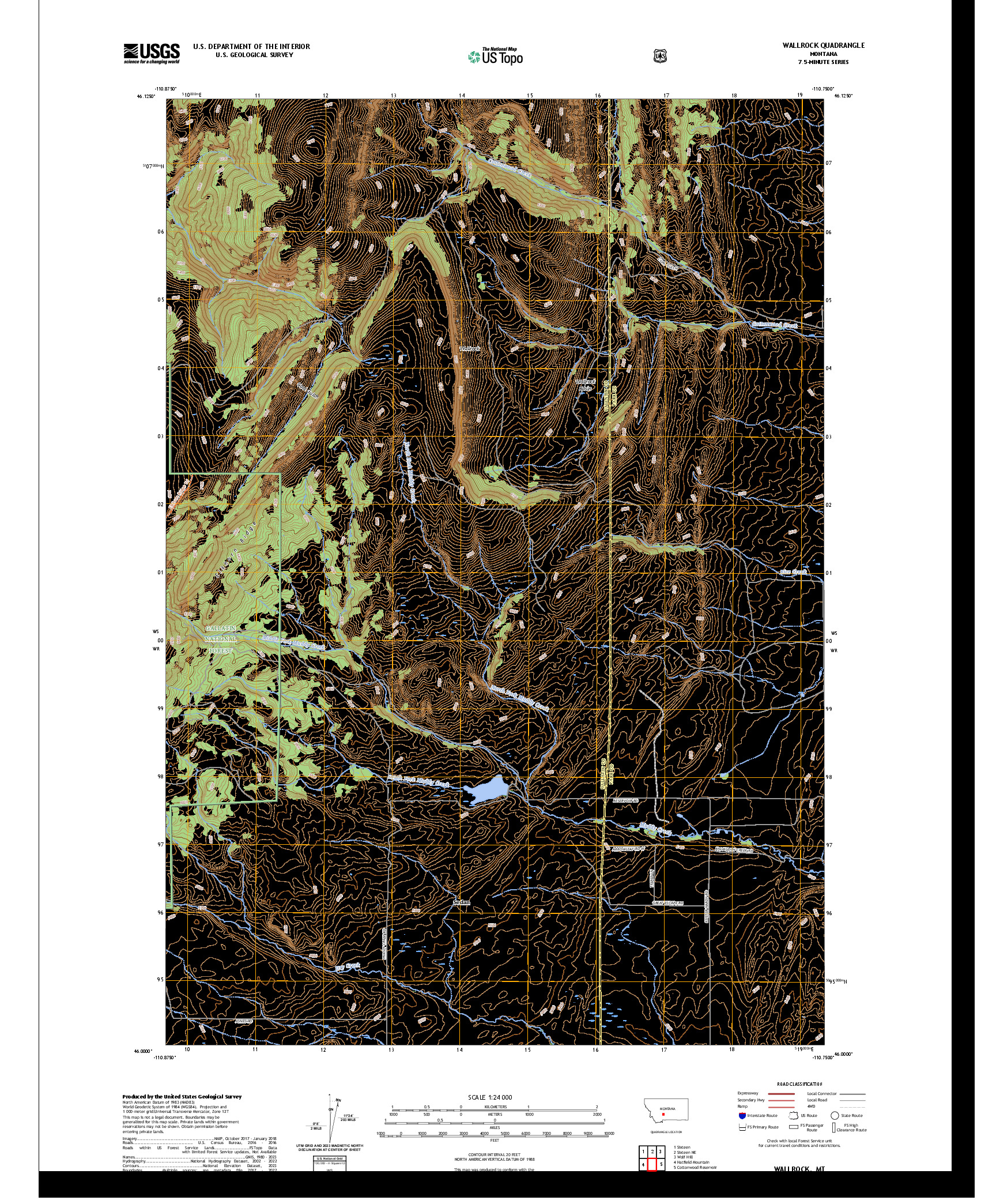 US TOPO 7.5-MINUTE MAP FOR WALLROCK, MT