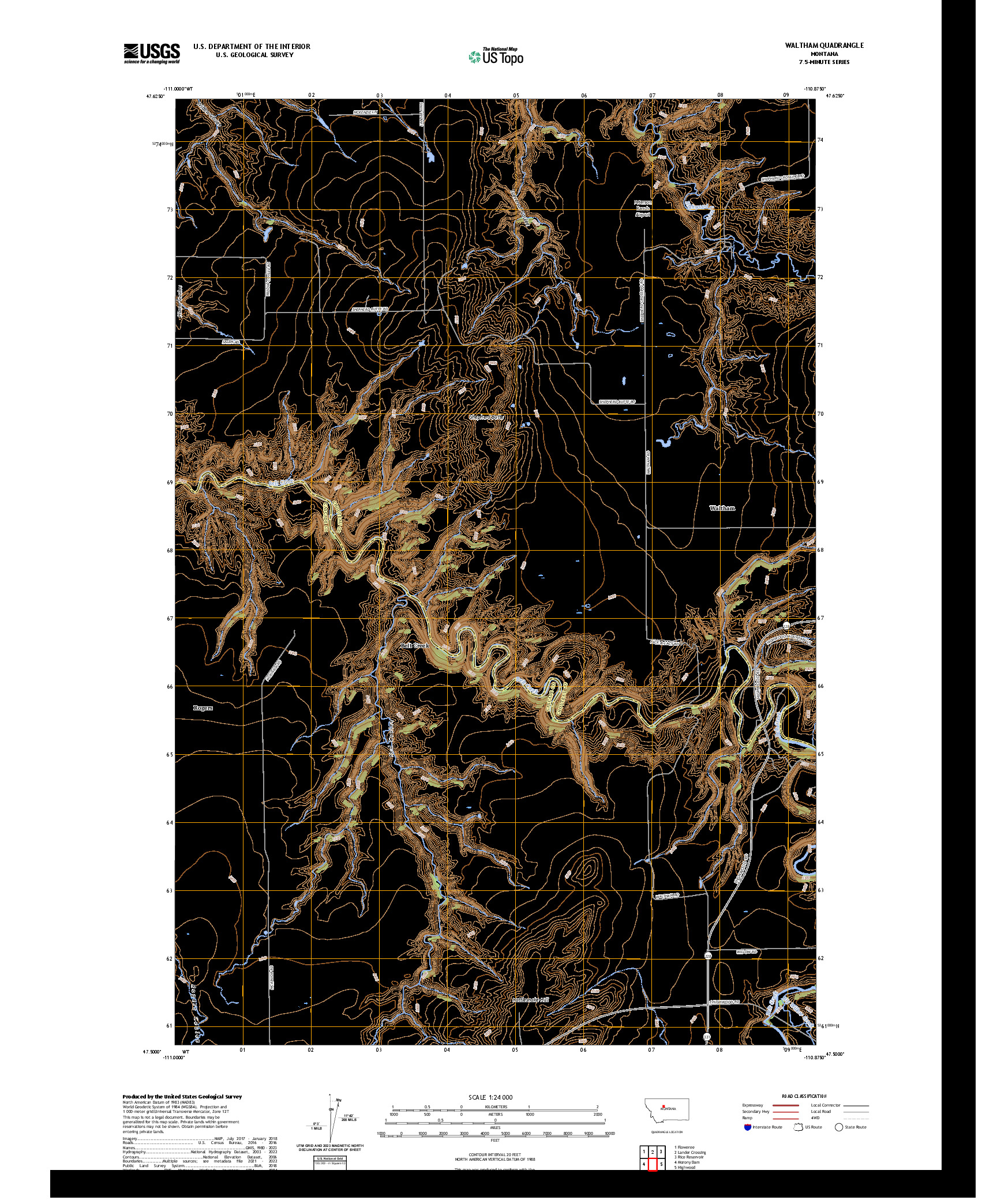 US TOPO 7.5-MINUTE MAP FOR WALTHAM, MT