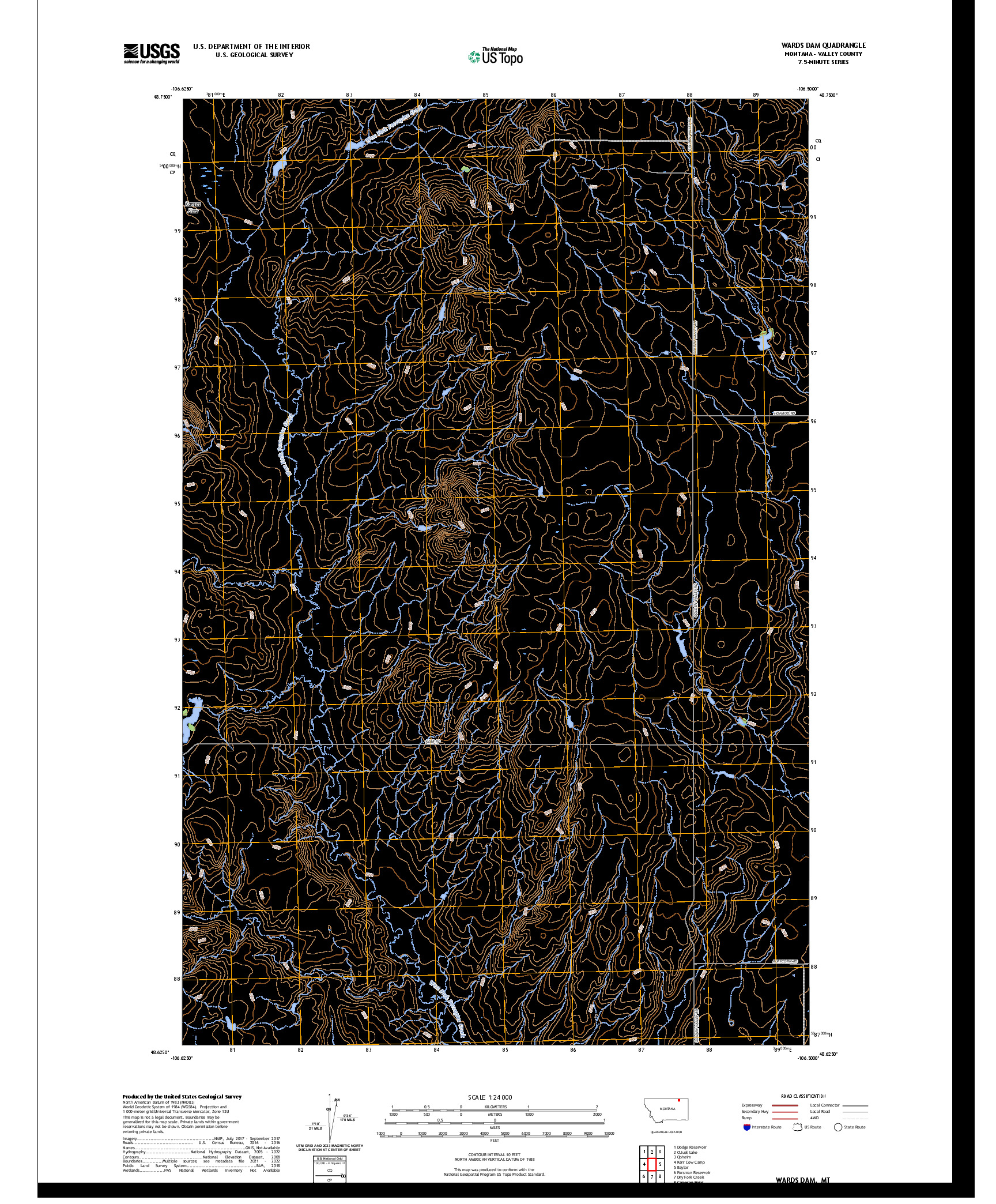 US TOPO 7.5-MINUTE MAP FOR WARDS DAM, MT