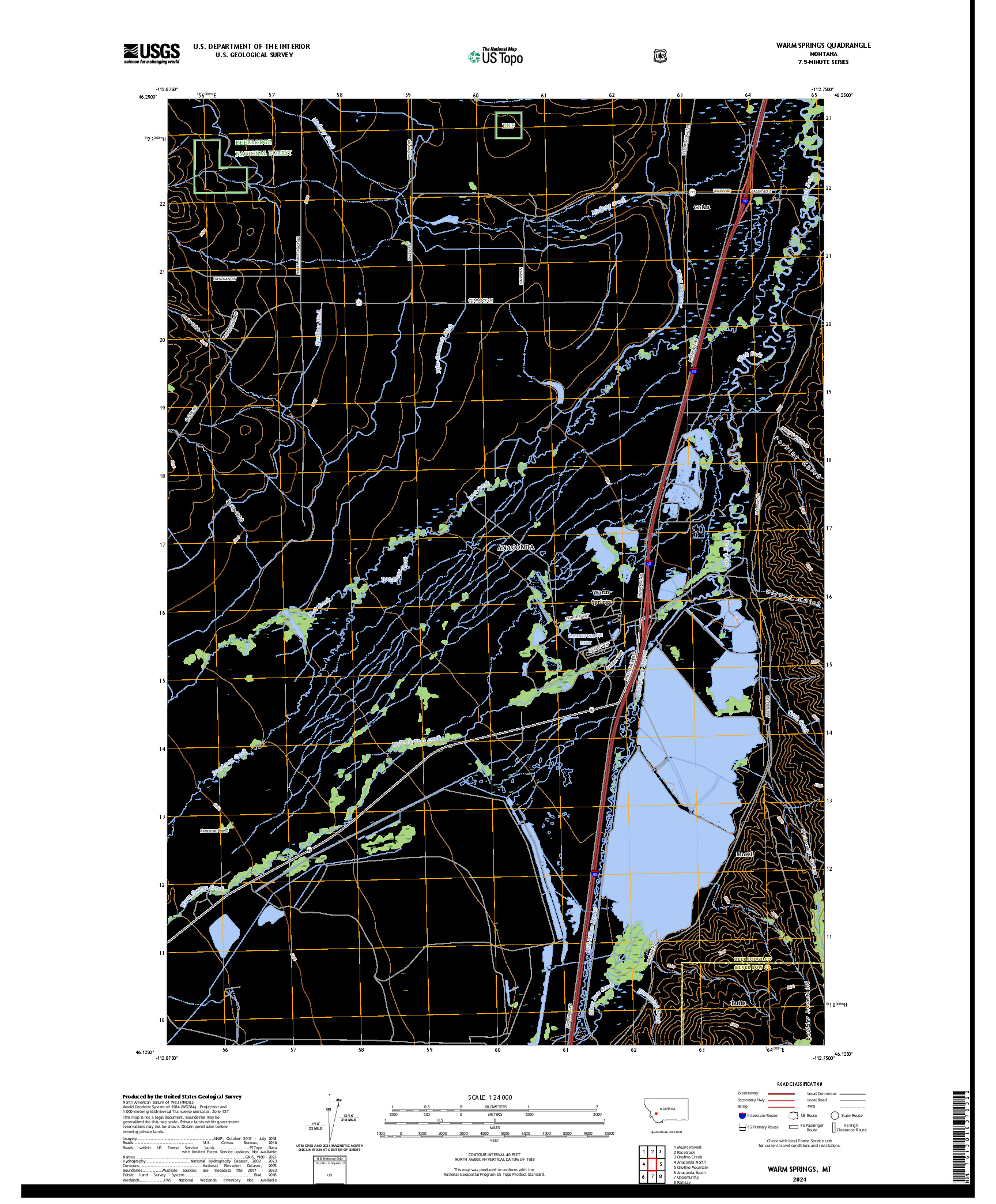 US TOPO 7.5-MINUTE MAP FOR WARM SPRINGS, MT