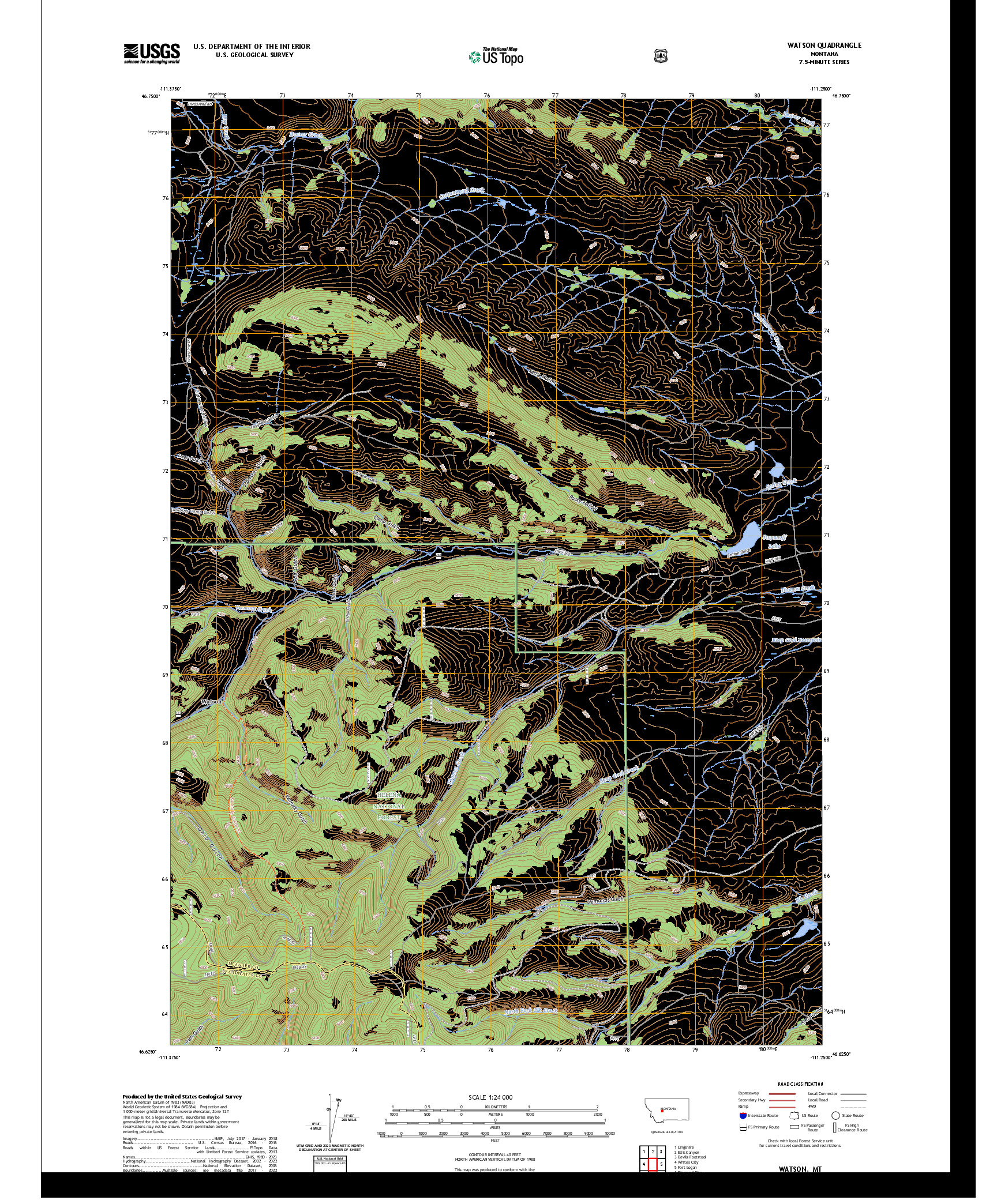 US TOPO 7.5-MINUTE MAP FOR WATSON, MT