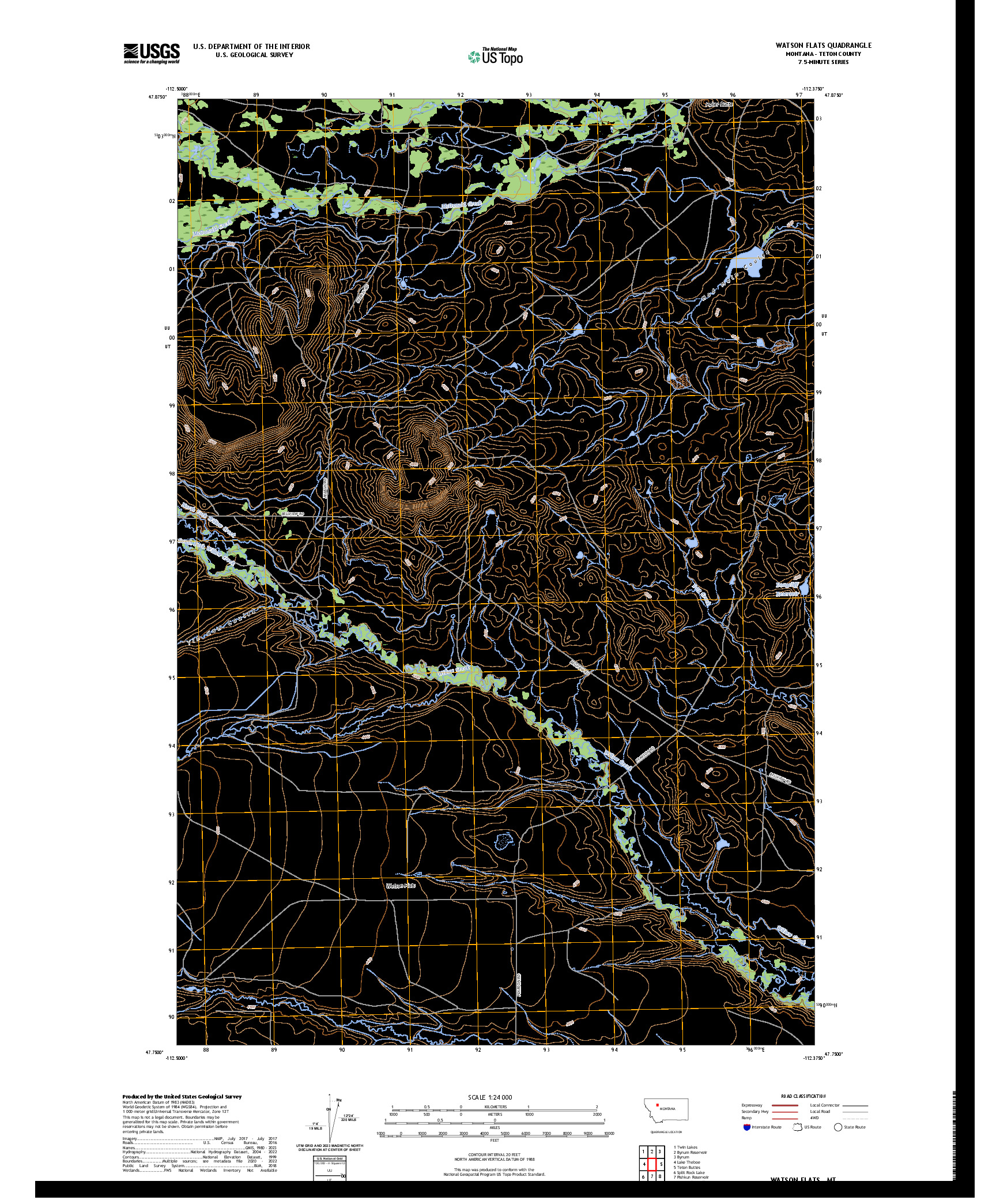 US TOPO 7.5-MINUTE MAP FOR WATSON FLATS, MT