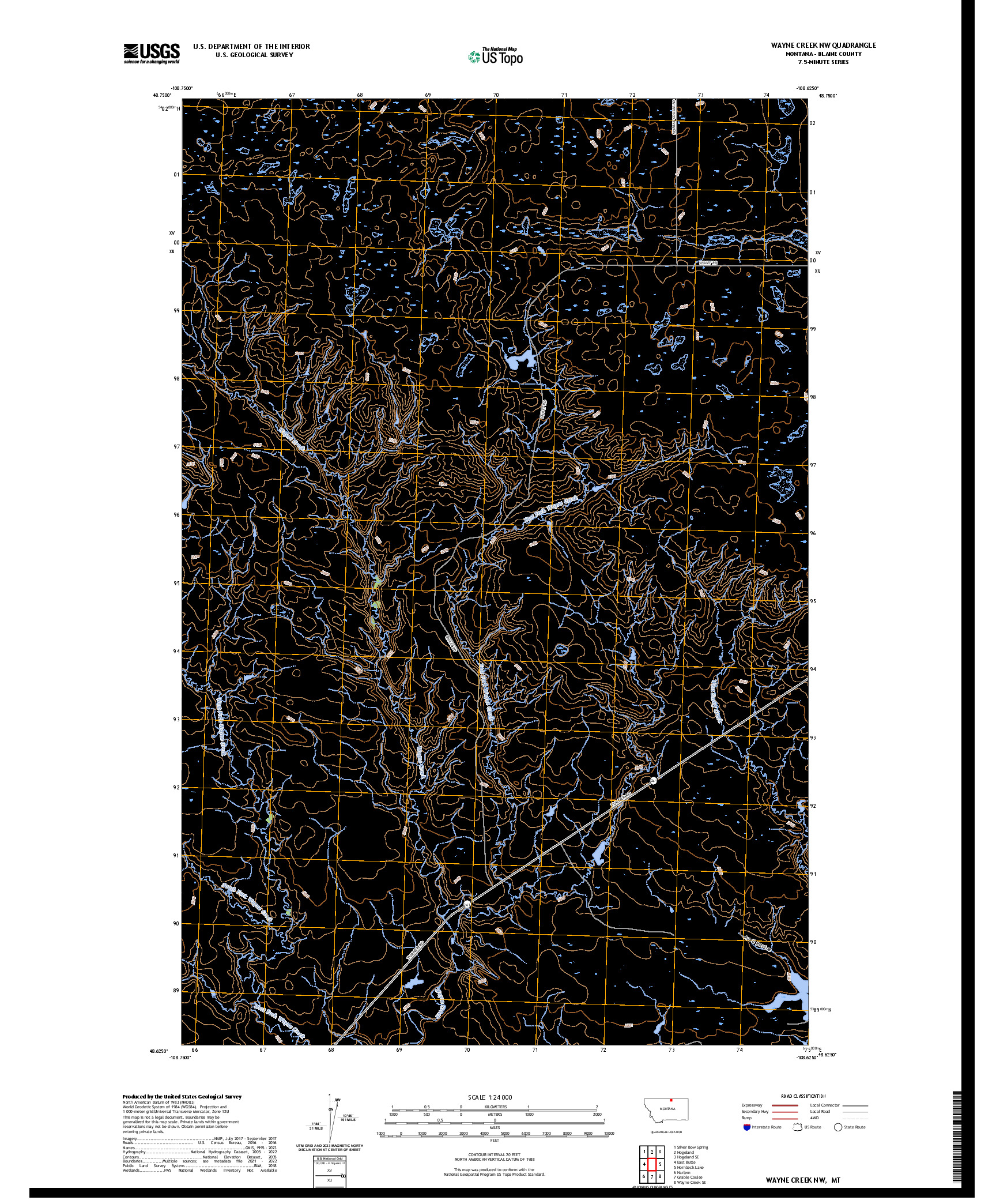 US TOPO 7.5-MINUTE MAP FOR WAYNE CREEK NW, MT