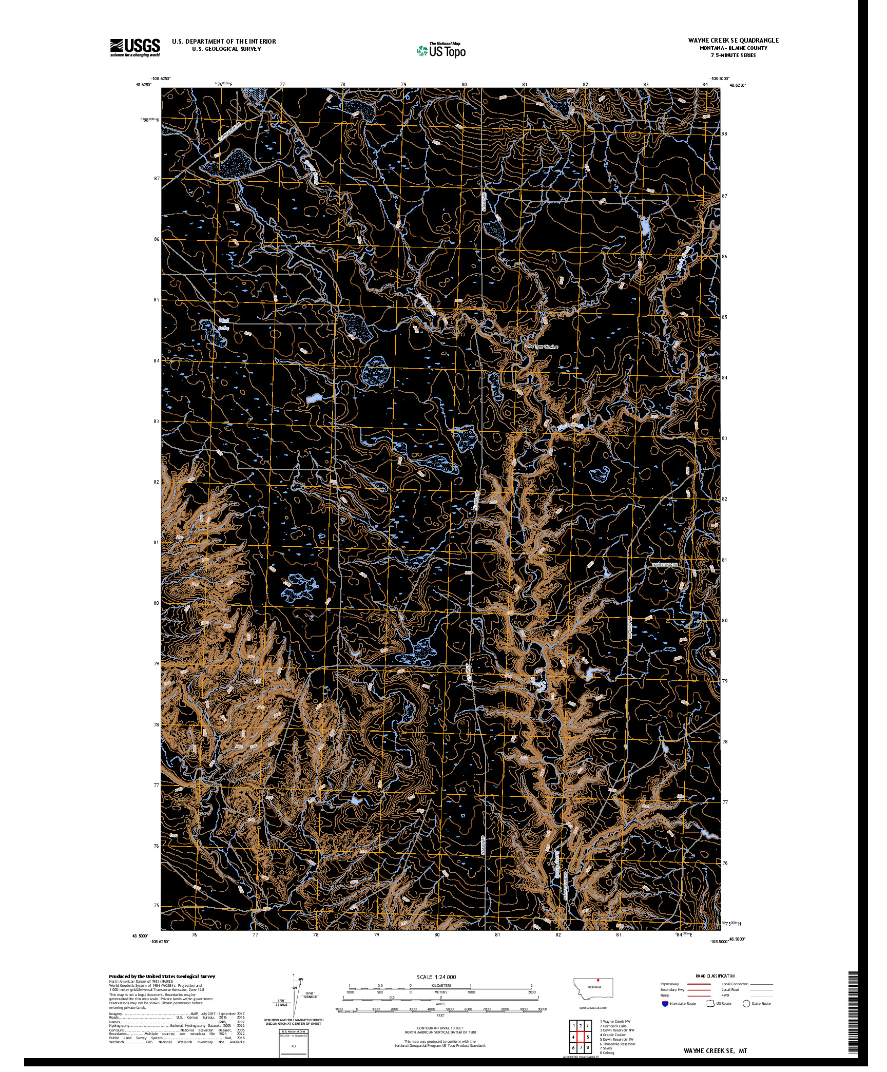 US TOPO 7.5-MINUTE MAP FOR WAYNE CREEK SE, MT
