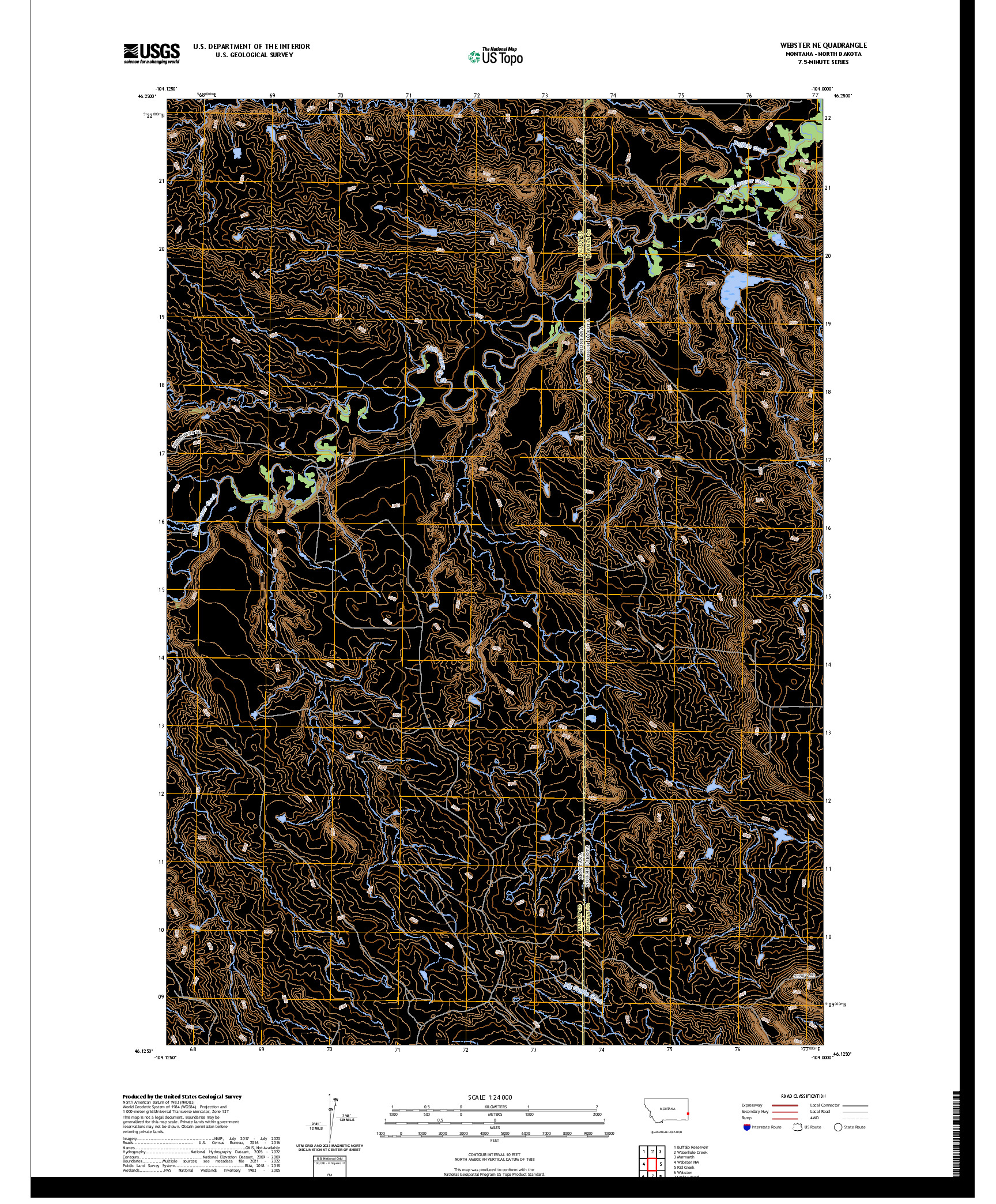 US TOPO 7.5-MINUTE MAP FOR WEBSTER NE, MT,ND