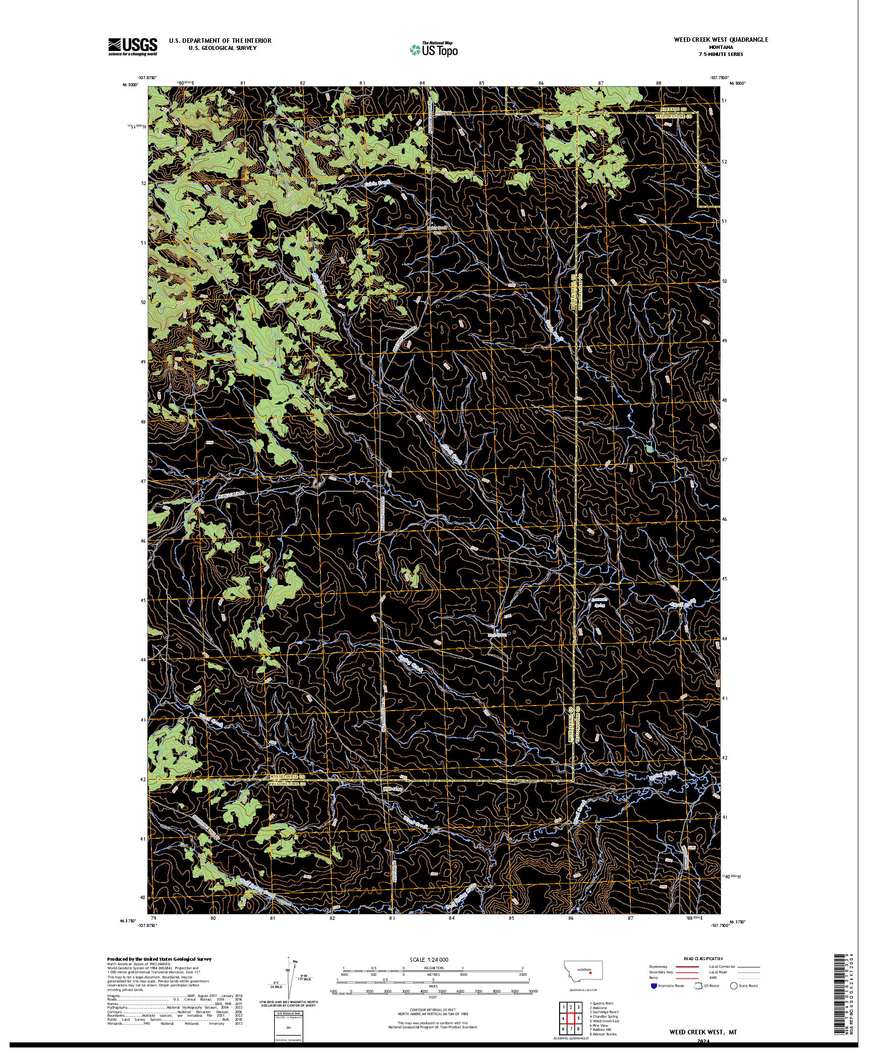 US TOPO 7.5-MINUTE MAP FOR WEED CREEK WEST, MT