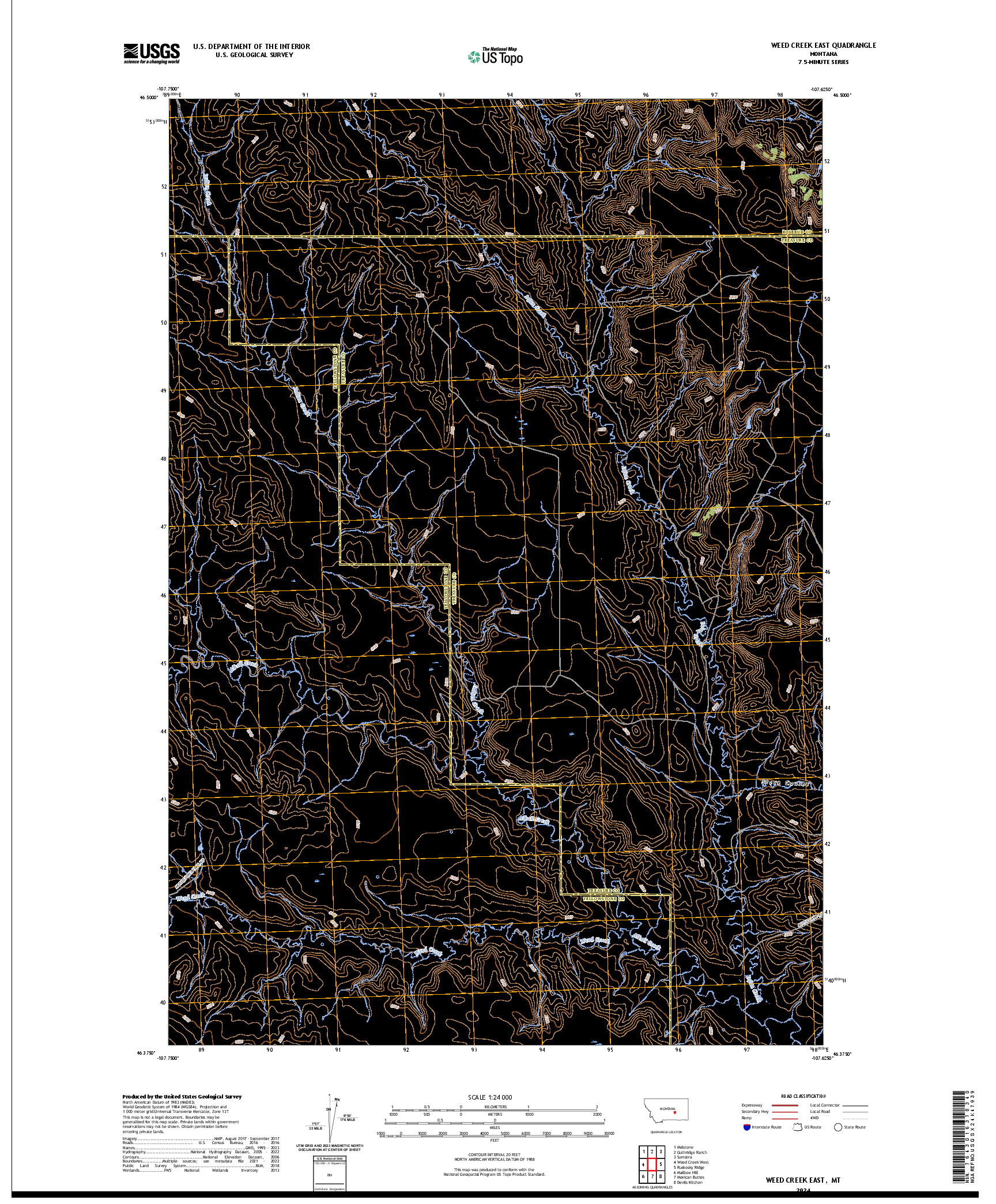 US TOPO 7.5-MINUTE MAP FOR WEED CREEK EAST, MT