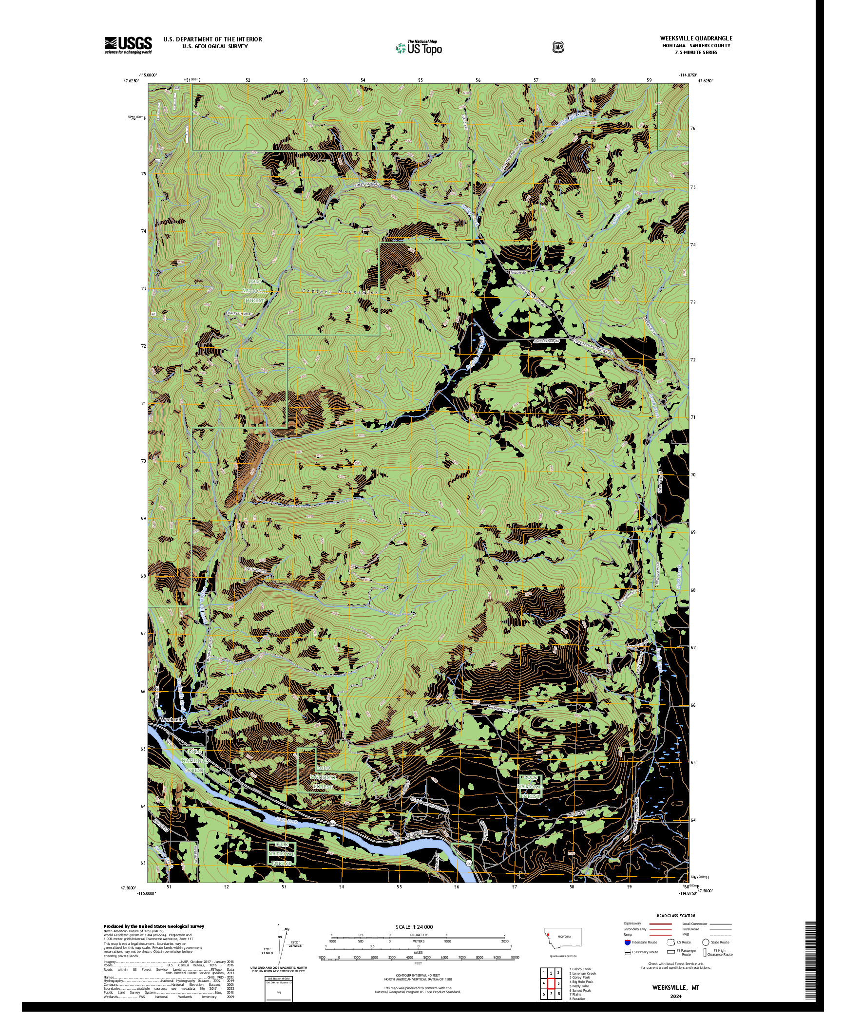 US TOPO 7.5-MINUTE MAP FOR WEEKSVILLE, MT