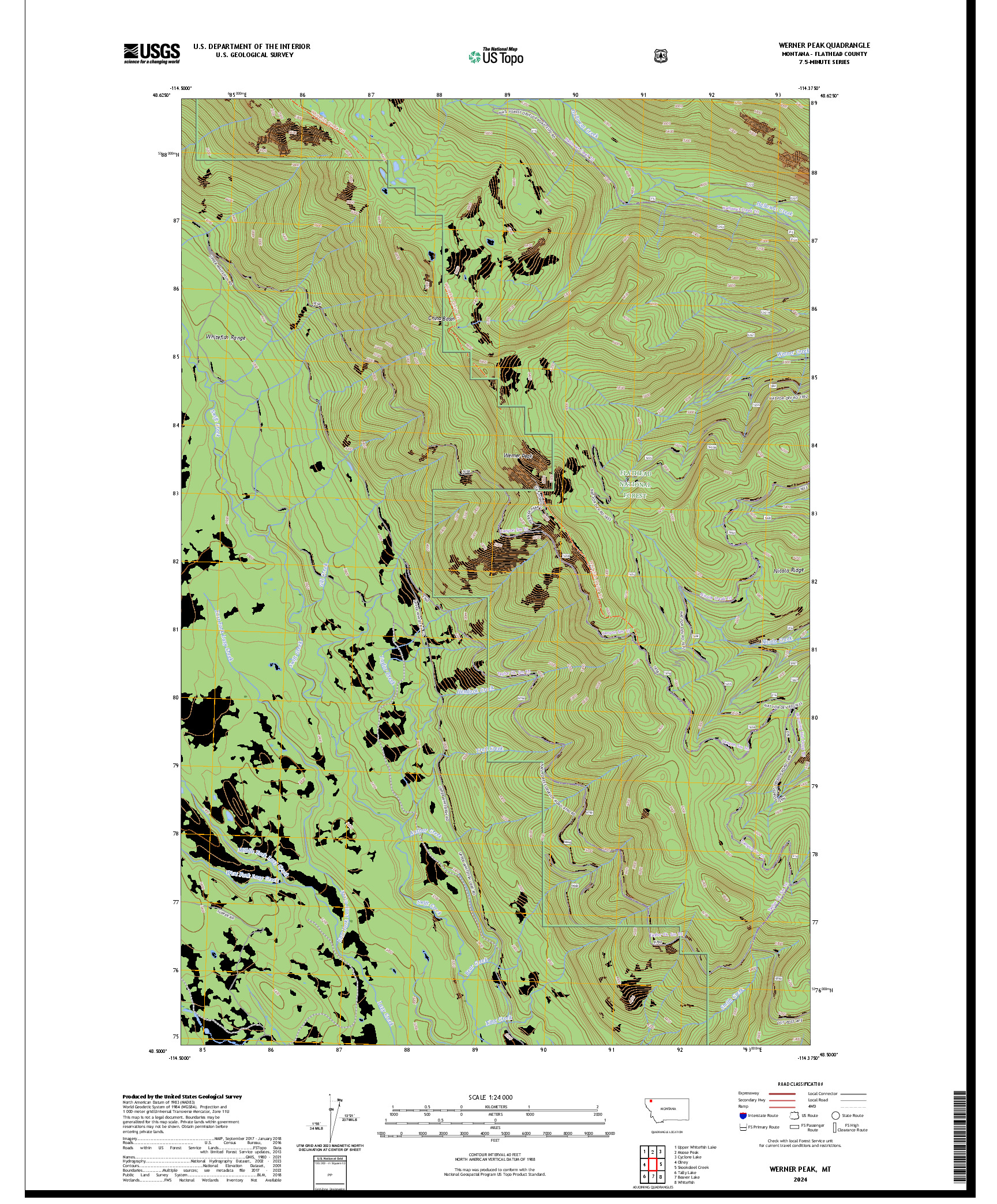 US TOPO 7.5-MINUTE MAP FOR WERNER PEAK, MT