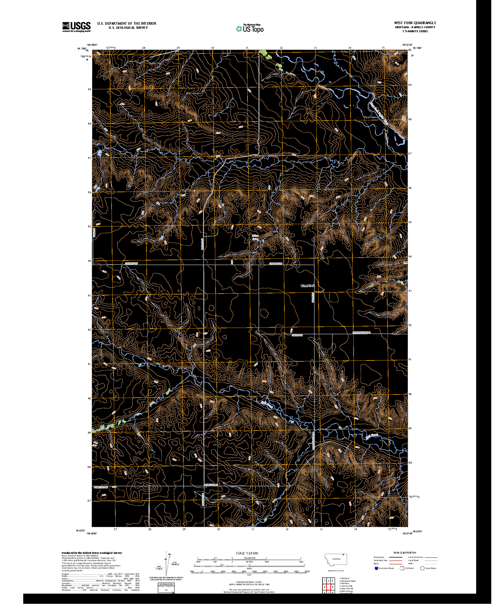 US TOPO 7.5-MINUTE MAP FOR WEST FORK, MT
