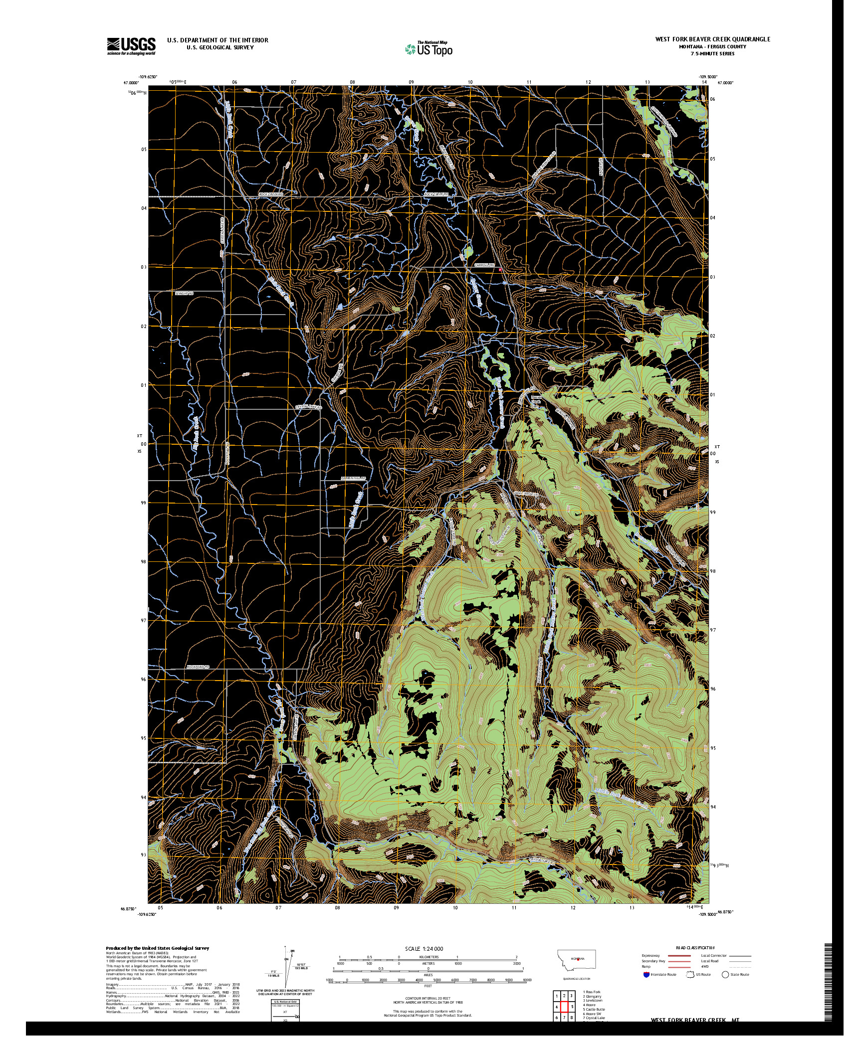 US TOPO 7.5-MINUTE MAP FOR WEST FORK BEAVER CREEK, MT