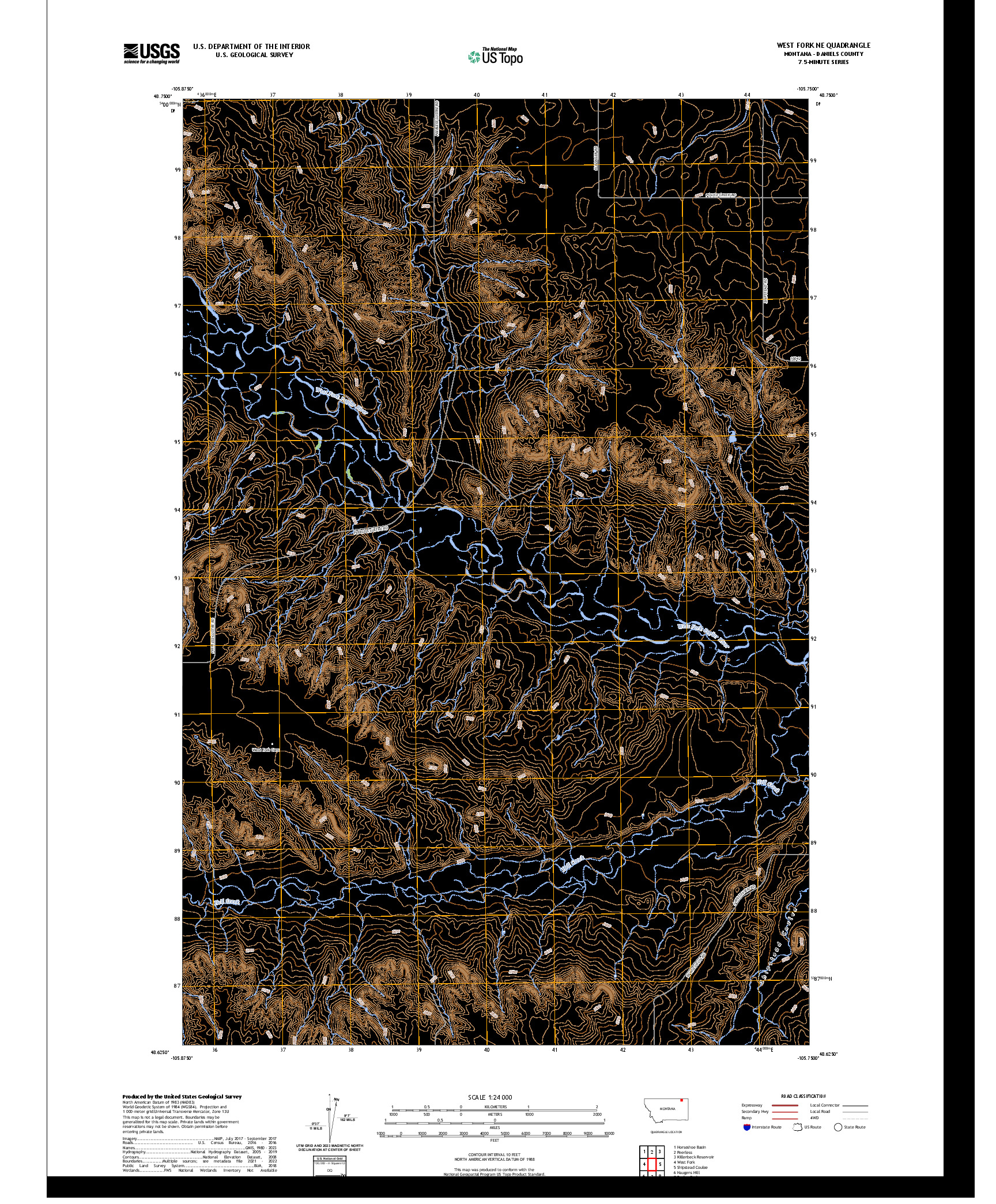 US TOPO 7.5-MINUTE MAP FOR WEST FORK NE, MT