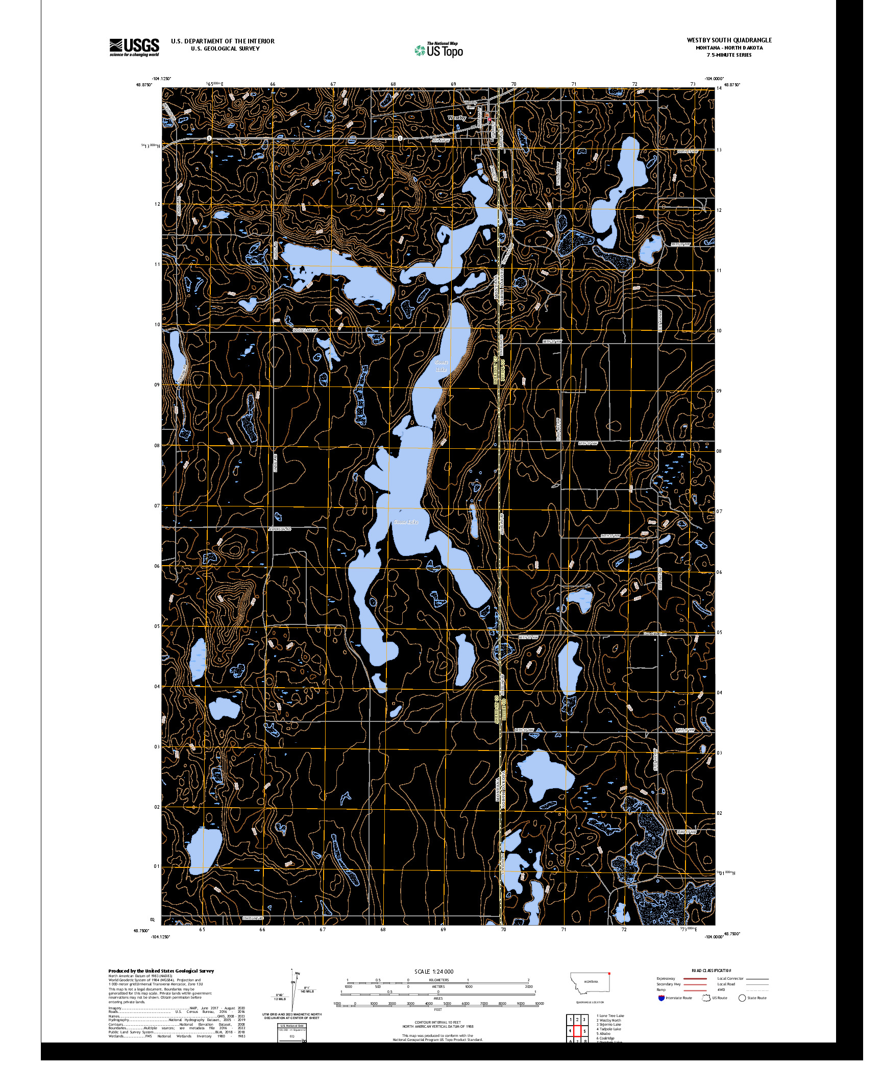 US TOPO 7.5-MINUTE MAP FOR WESTBY SOUTH, MT,ND