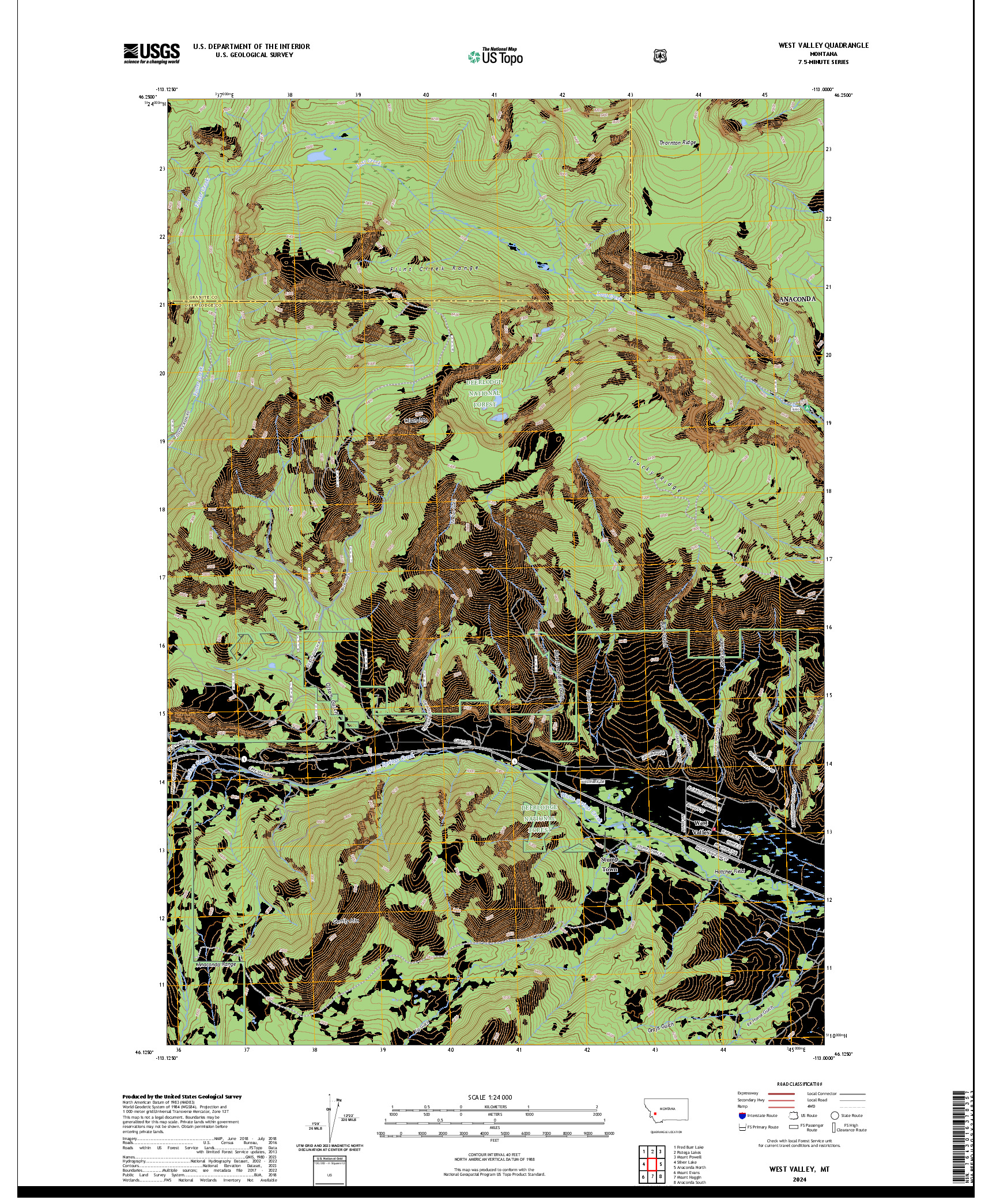 US TOPO 7.5-MINUTE MAP FOR WEST VALLEY, MT