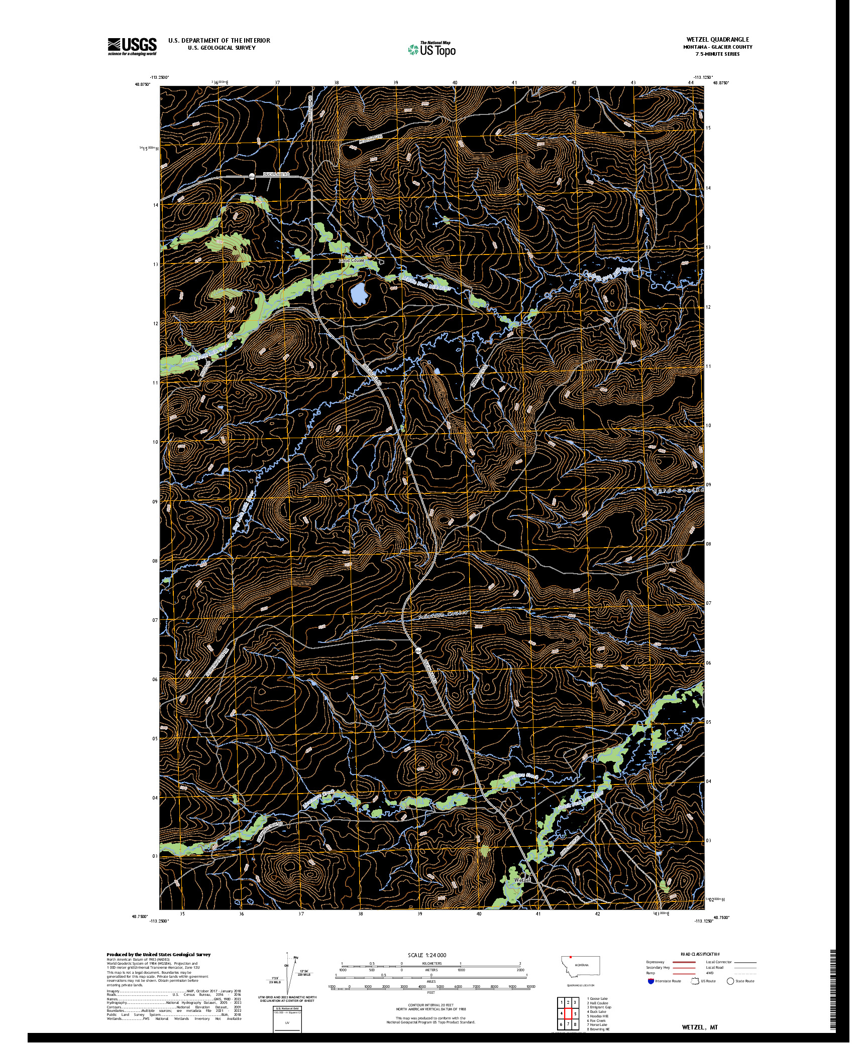 US TOPO 7.5-MINUTE MAP FOR WETZEL, MT