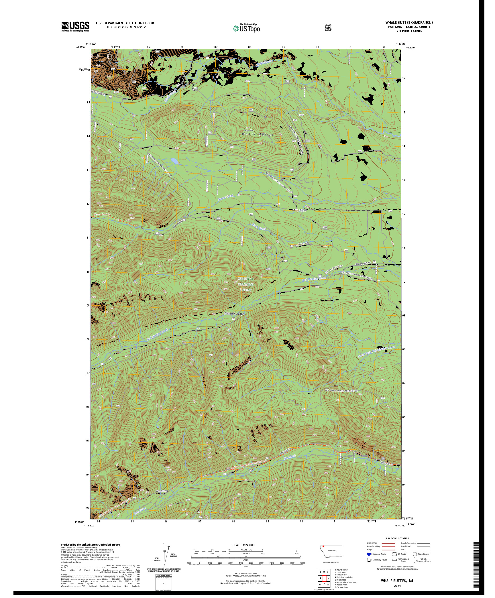 US TOPO 7.5-MINUTE MAP FOR WHALE BUTTES, MT