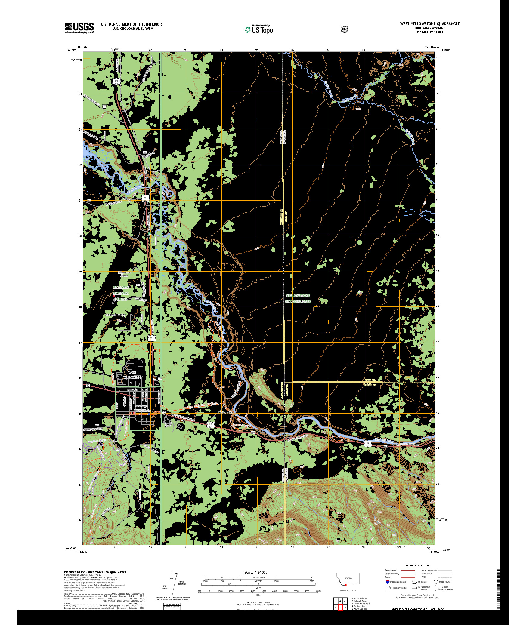 US TOPO 7.5-MINUTE MAP FOR WEST YELLOWSTONE, MT,WY