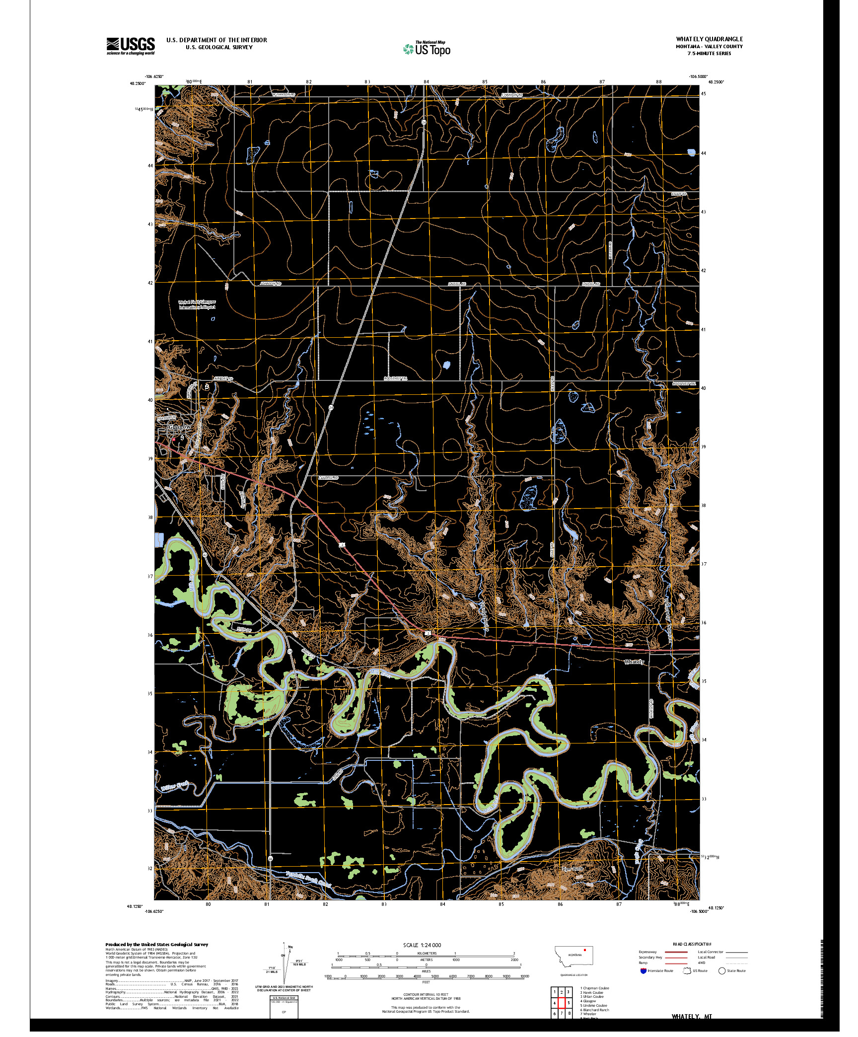 US TOPO 7.5-MINUTE MAP FOR WHATELY, MT