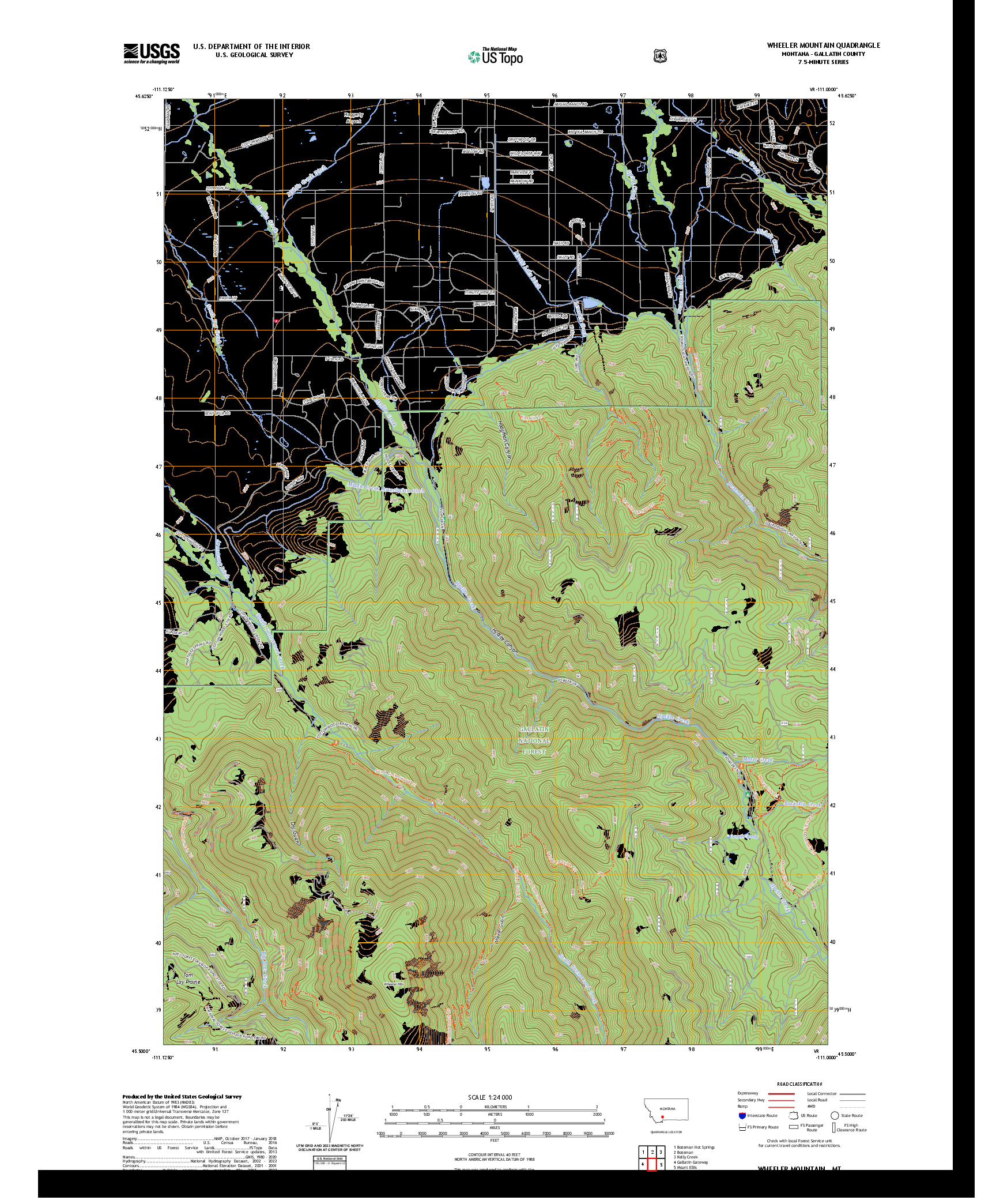 US TOPO 7.5-MINUTE MAP FOR WHEELER MOUNTAIN, MT