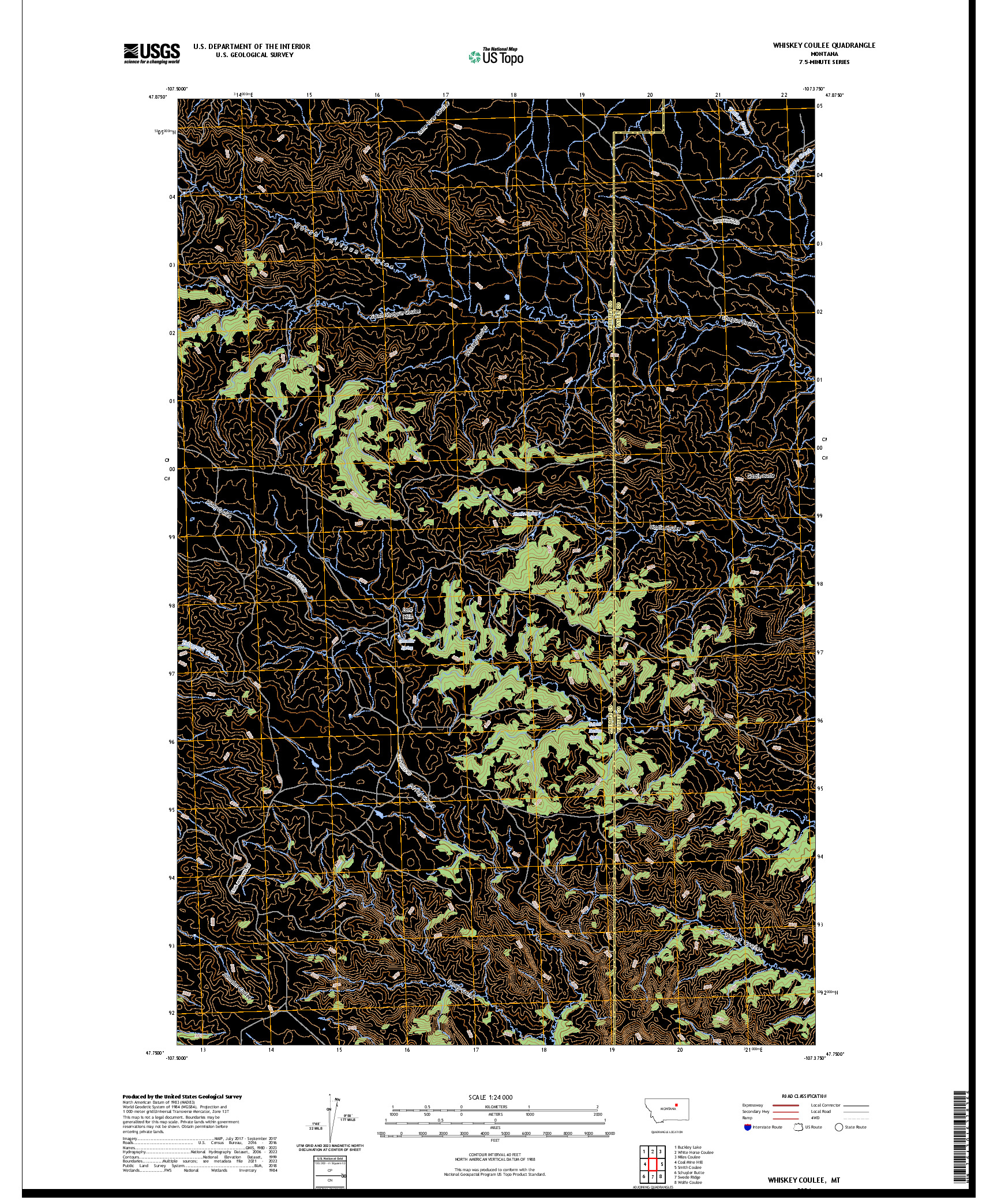 US TOPO 7.5-MINUTE MAP FOR WHISKEY COULEE, MT
