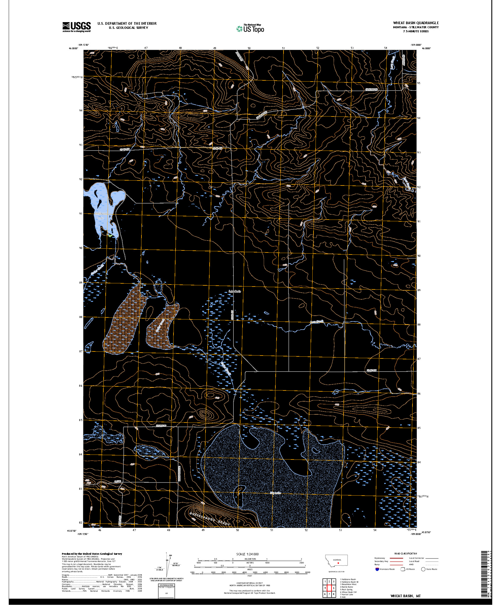 US TOPO 7.5-MINUTE MAP FOR WHEAT BASIN, MT