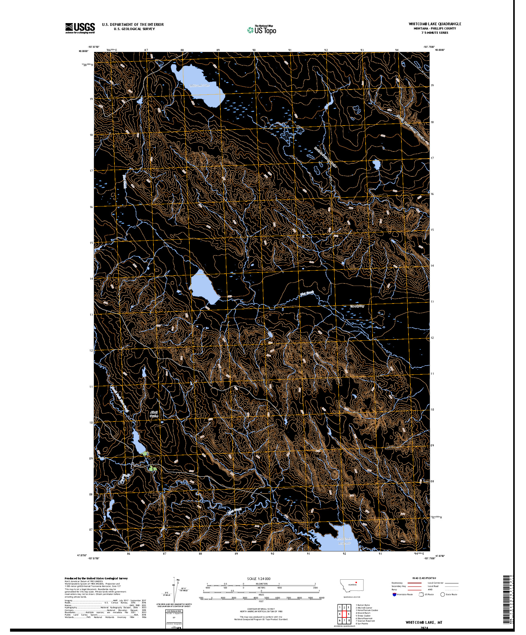 US TOPO 7.5-MINUTE MAP FOR WHITCOMB LAKE, MT