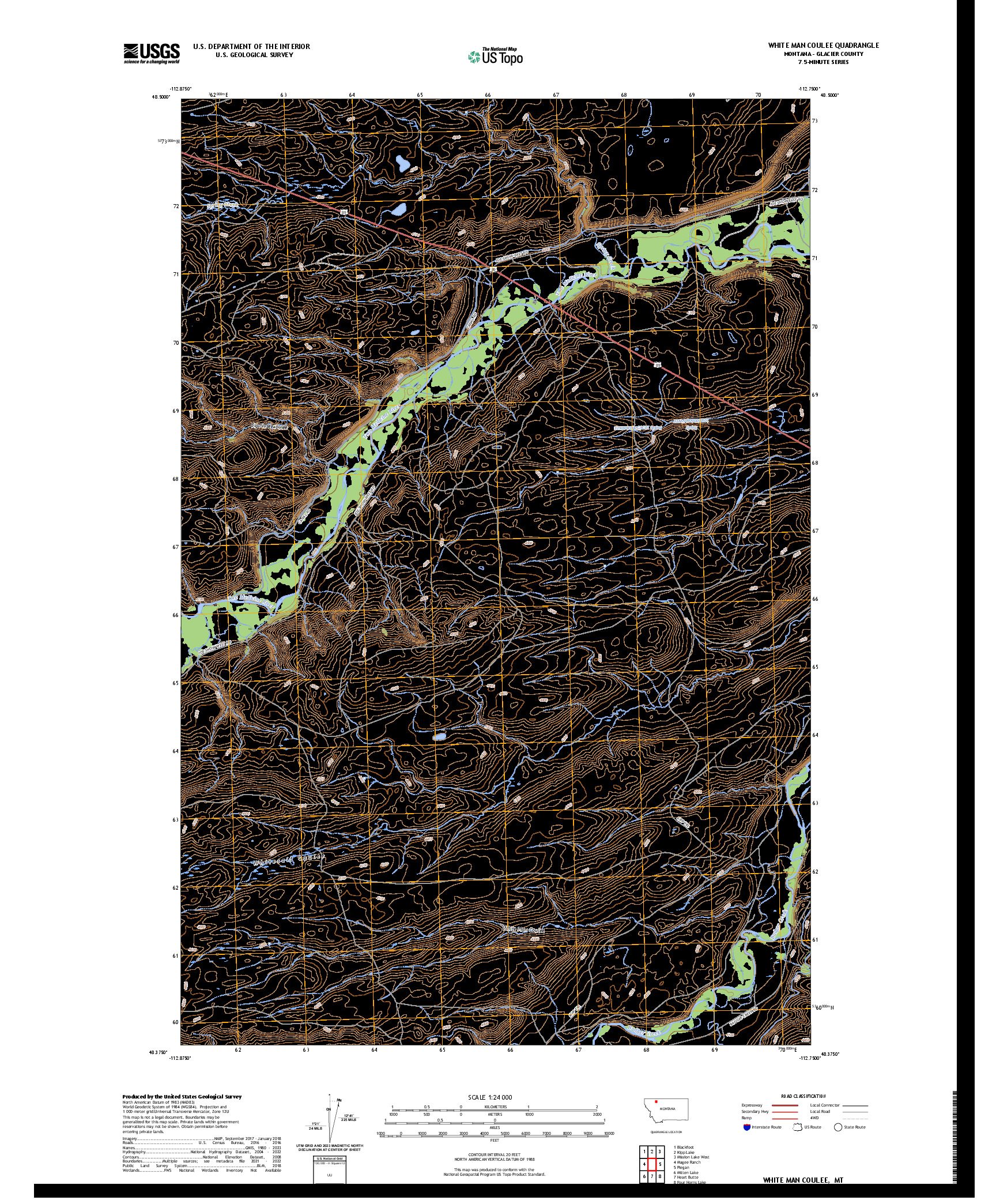 US TOPO 7.5-MINUTE MAP FOR WHITE MAN COULEE, MT