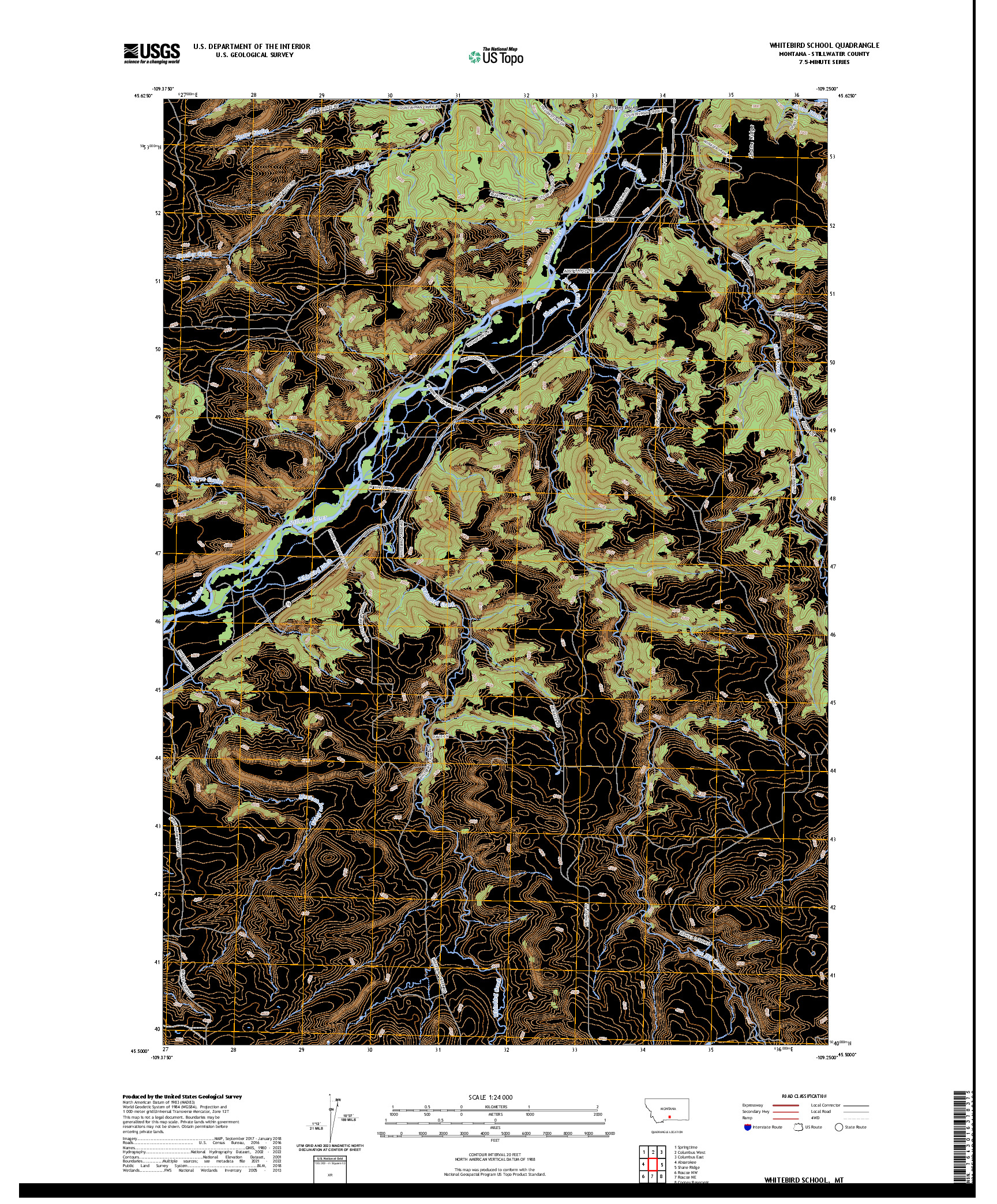 US TOPO 7.5-MINUTE MAP FOR WHITEBIRD SCHOOL, MT