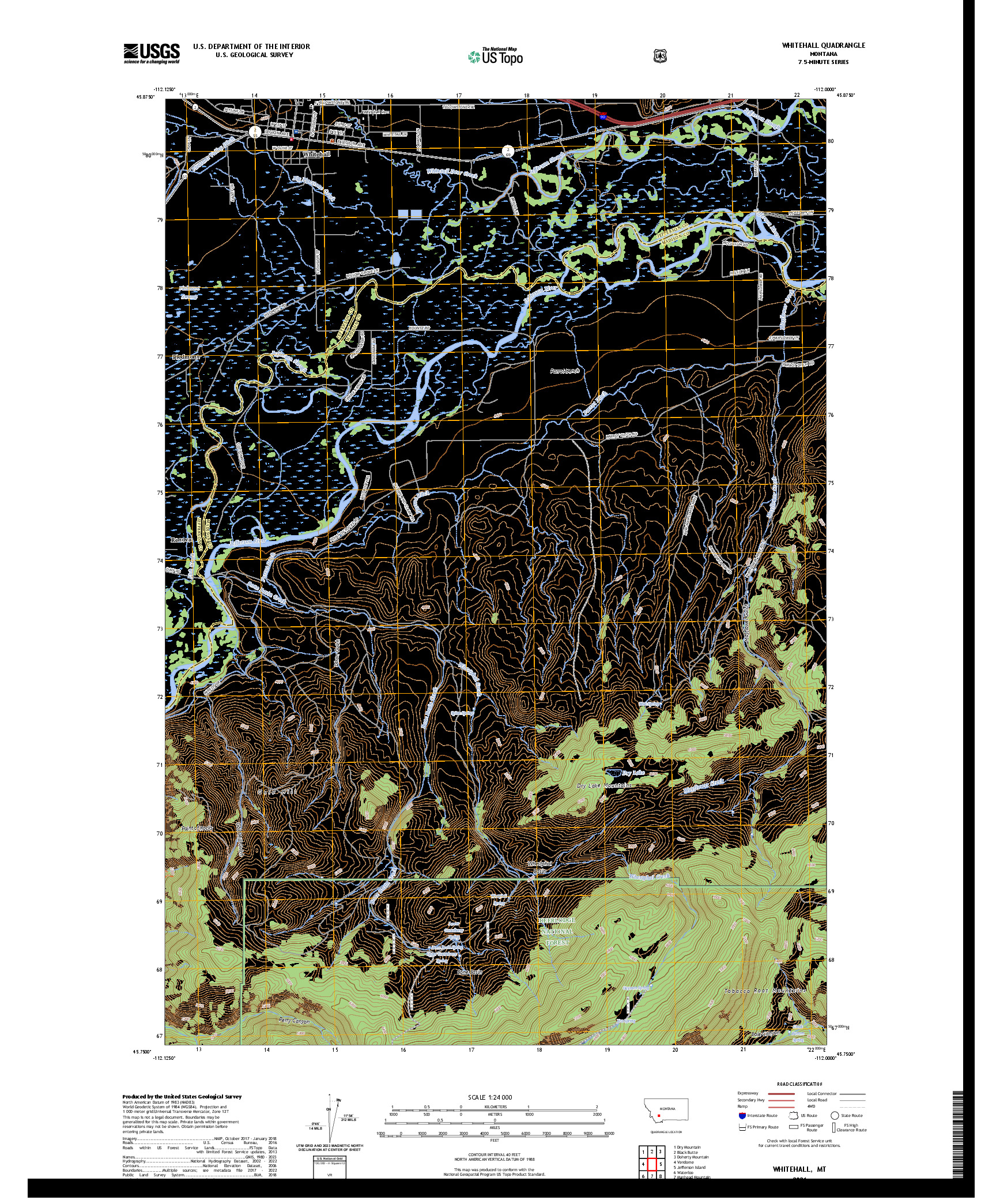 US TOPO 7.5-MINUTE MAP FOR WHITEHALL, MT