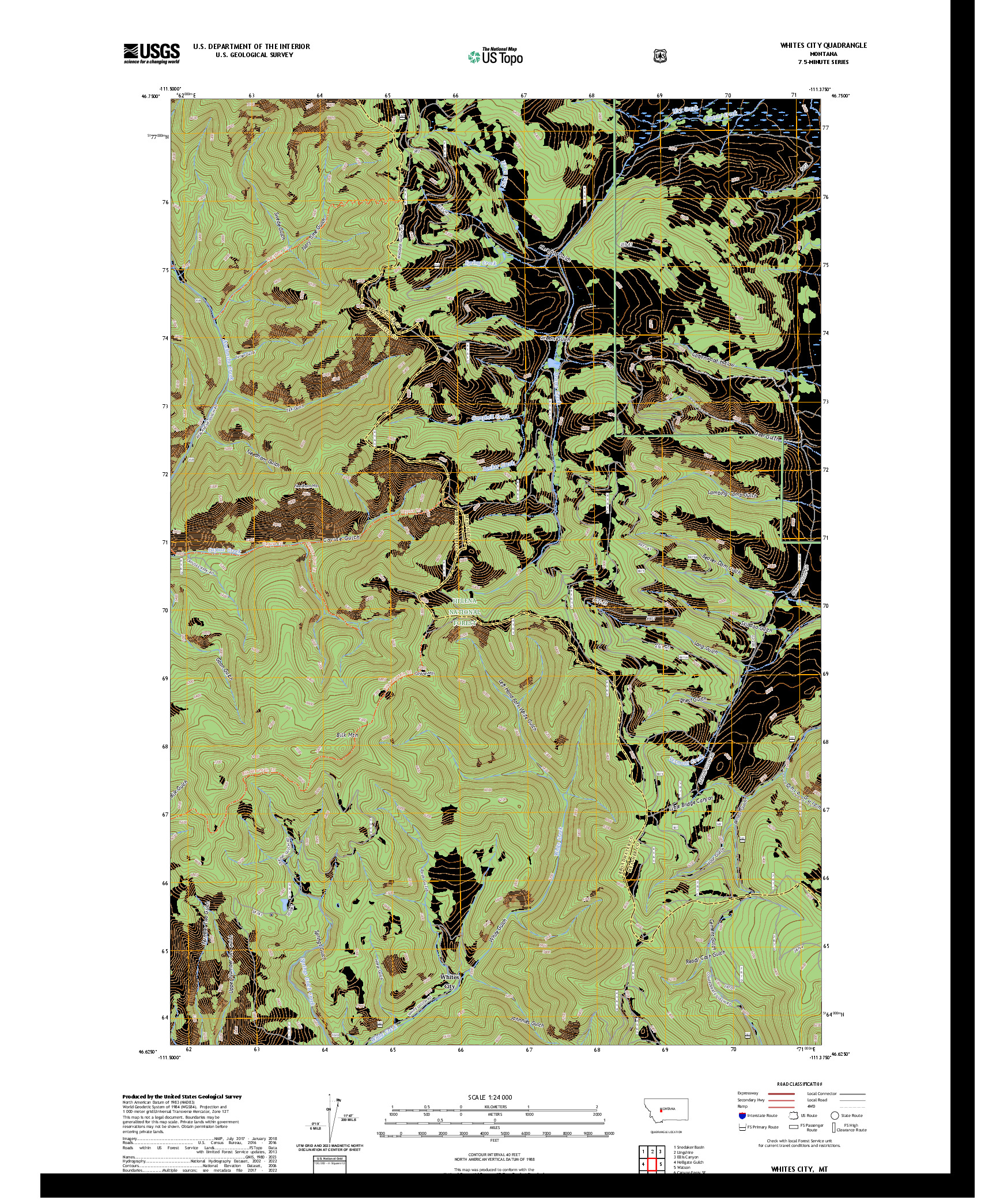US TOPO 7.5-MINUTE MAP FOR WHITES CITY, MT