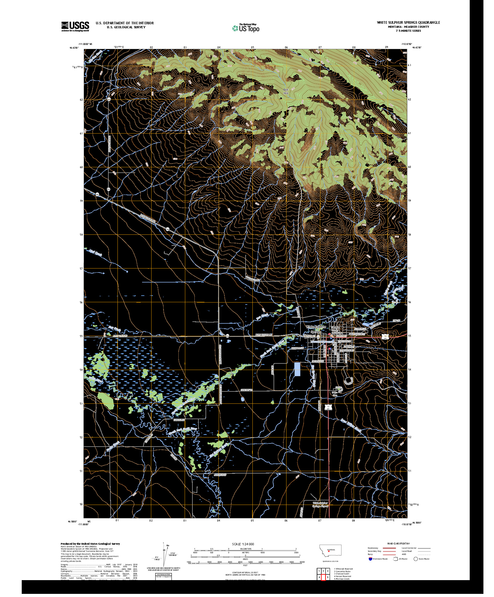 US TOPO 7.5-MINUTE MAP FOR WHITE SULPHUR SPRINGS, MT