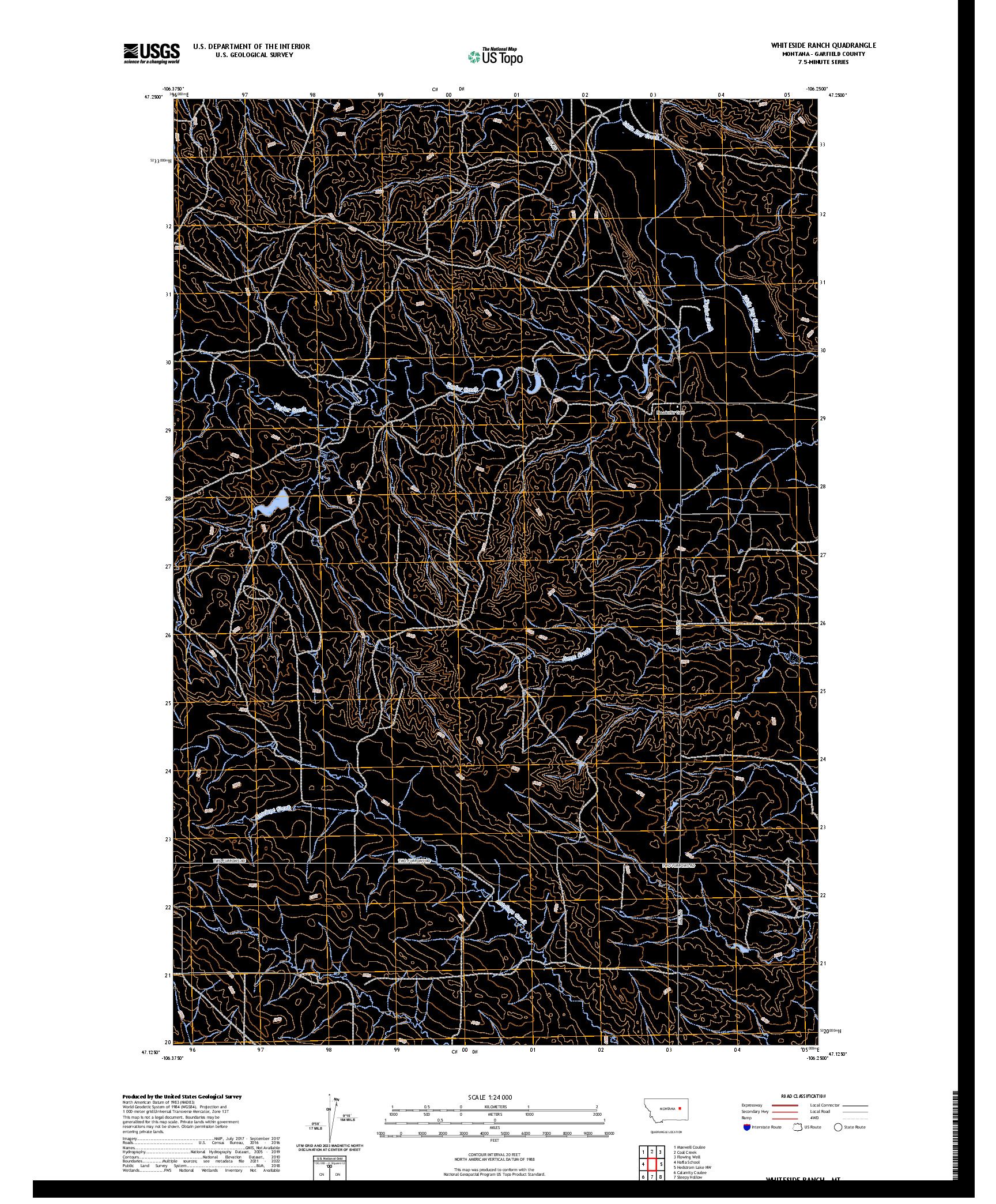 US TOPO 7.5-MINUTE MAP FOR WHITESIDE RANCH, MT