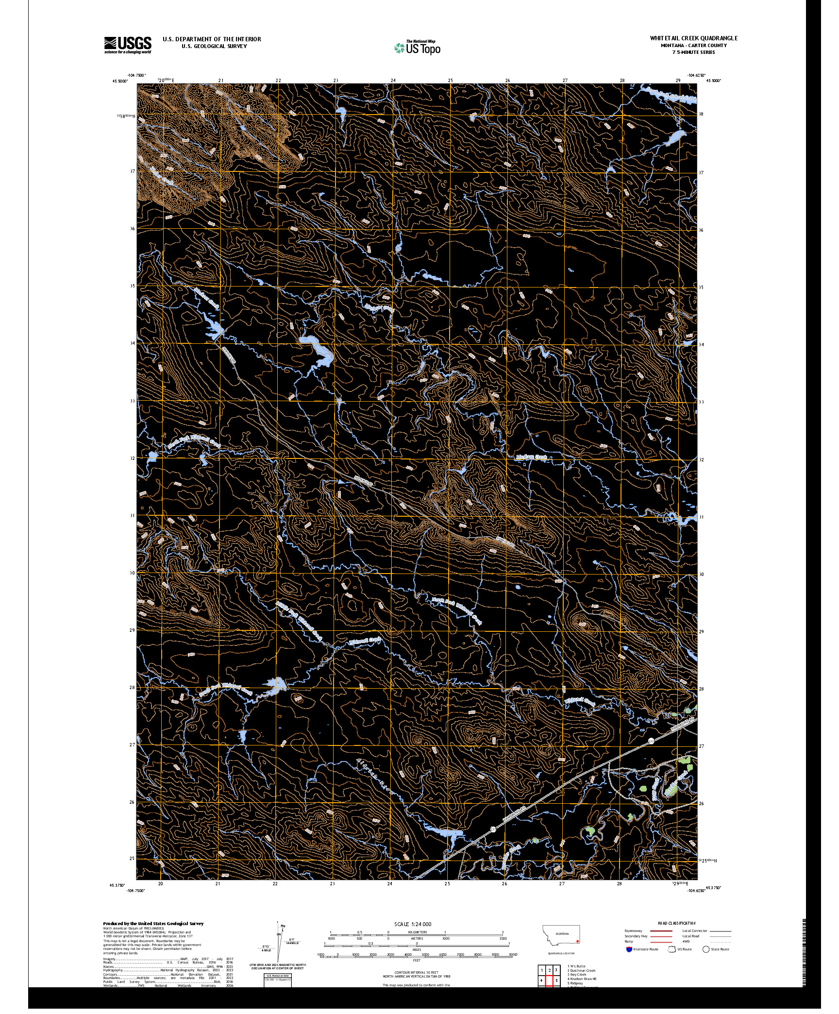 US TOPO 7.5-MINUTE MAP FOR WHITETAIL CREEK, MT