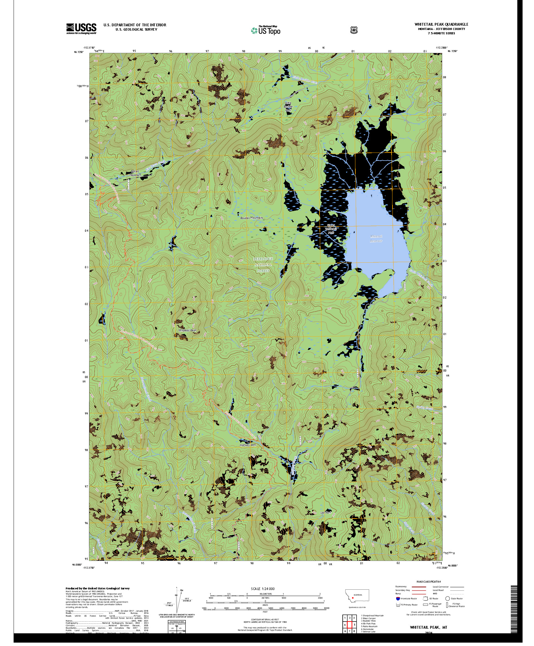 US TOPO 7.5-MINUTE MAP FOR WHITETAIL PEAK, MT