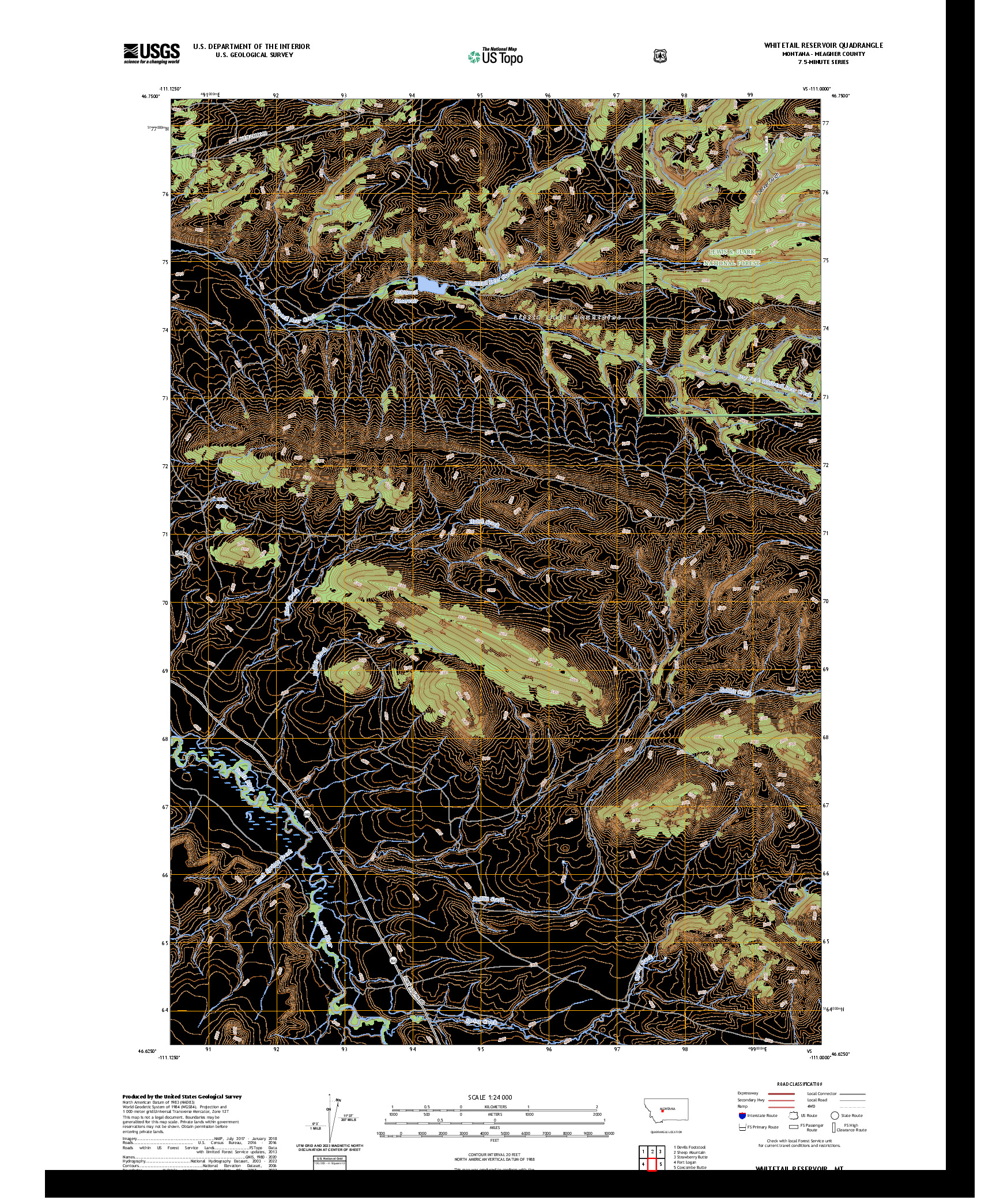 US TOPO 7.5-MINUTE MAP FOR WHITETAIL RESERVOIR, MT