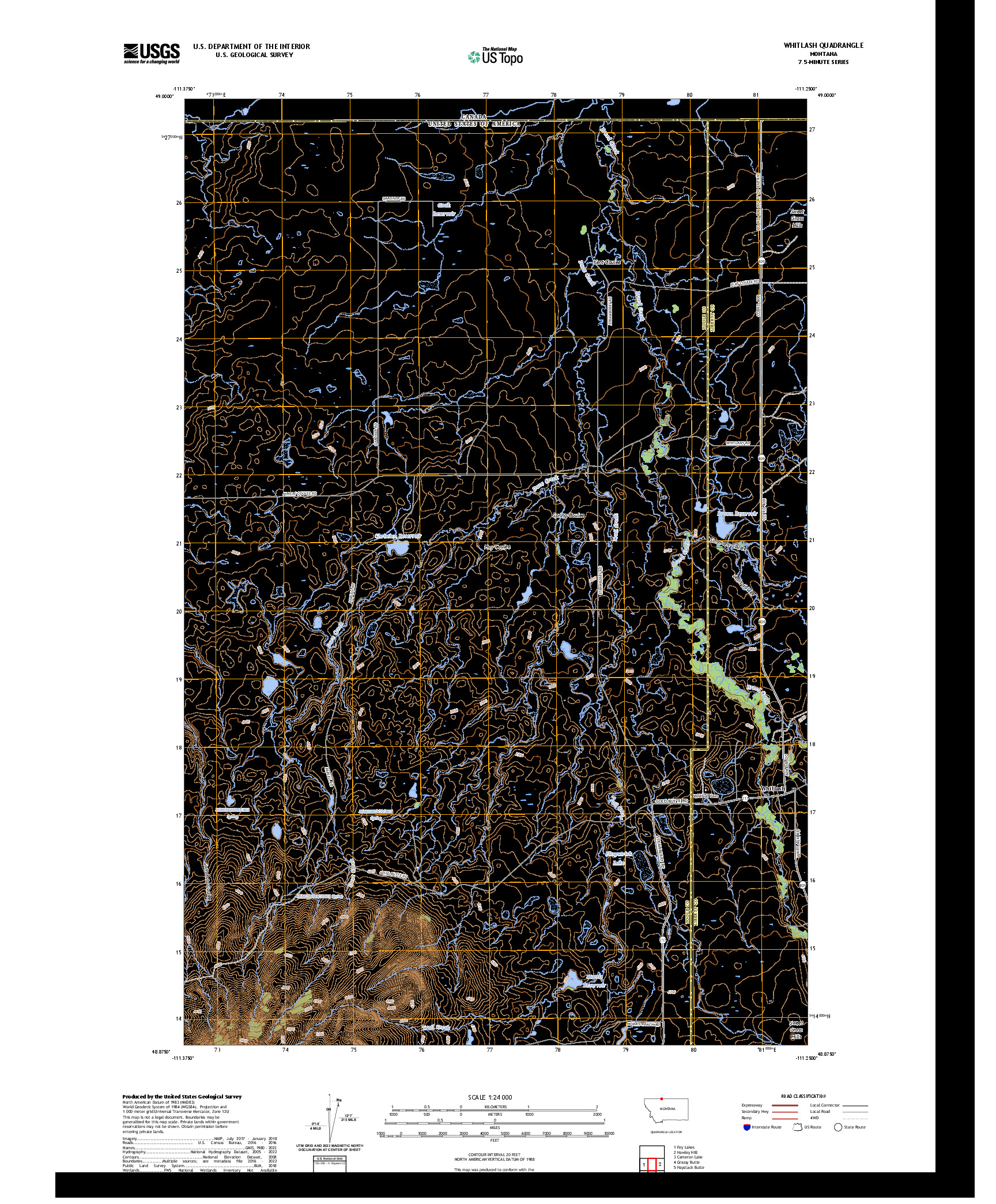 US TOPO 7.5-MINUTE MAP FOR WHITLASH, MT,AB