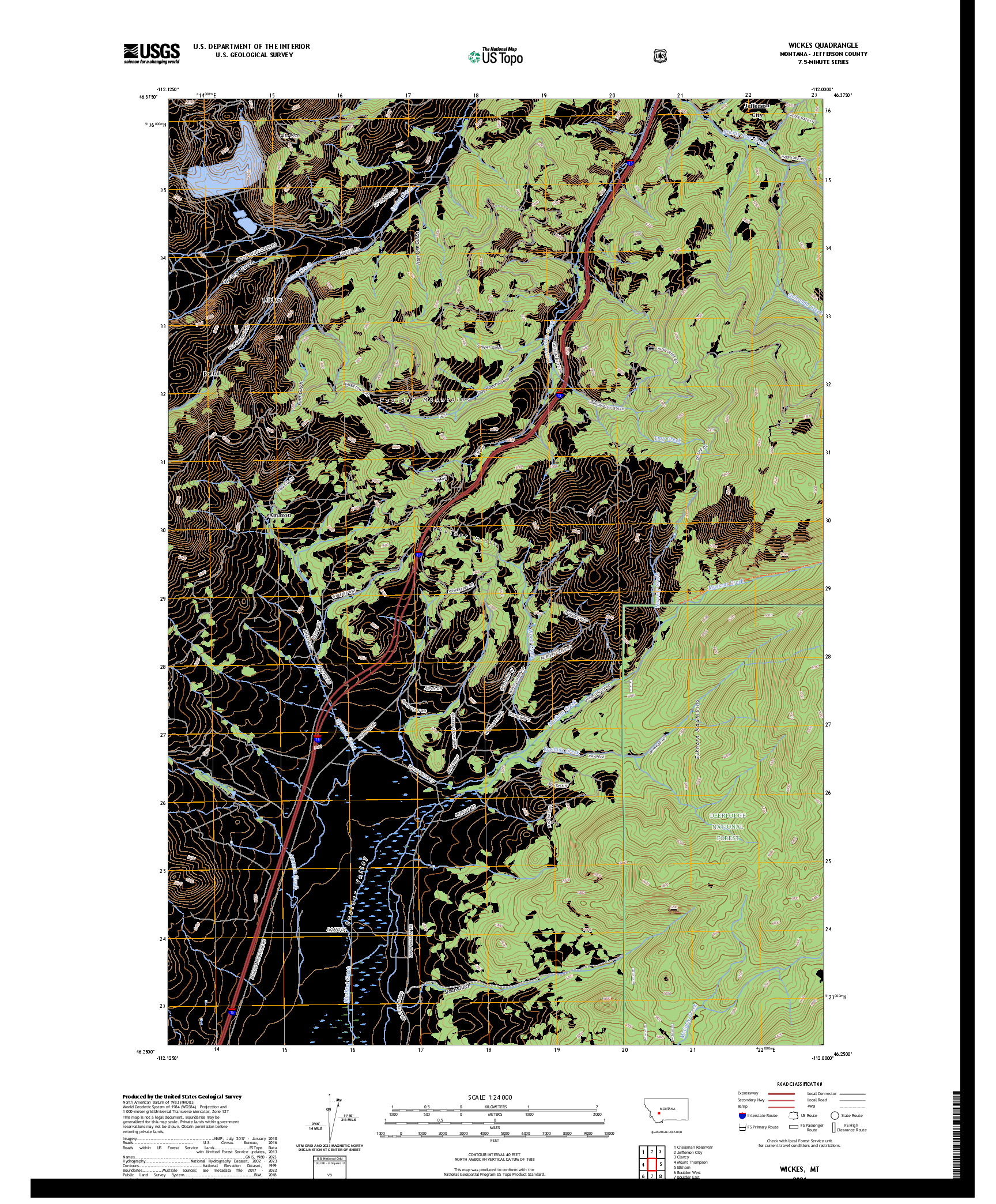 US TOPO 7.5-MINUTE MAP FOR WICKES, MT