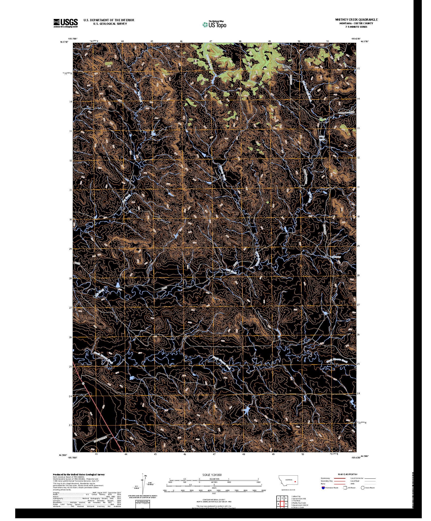 US TOPO 7.5-MINUTE MAP FOR WHITNEY CREEK, MT