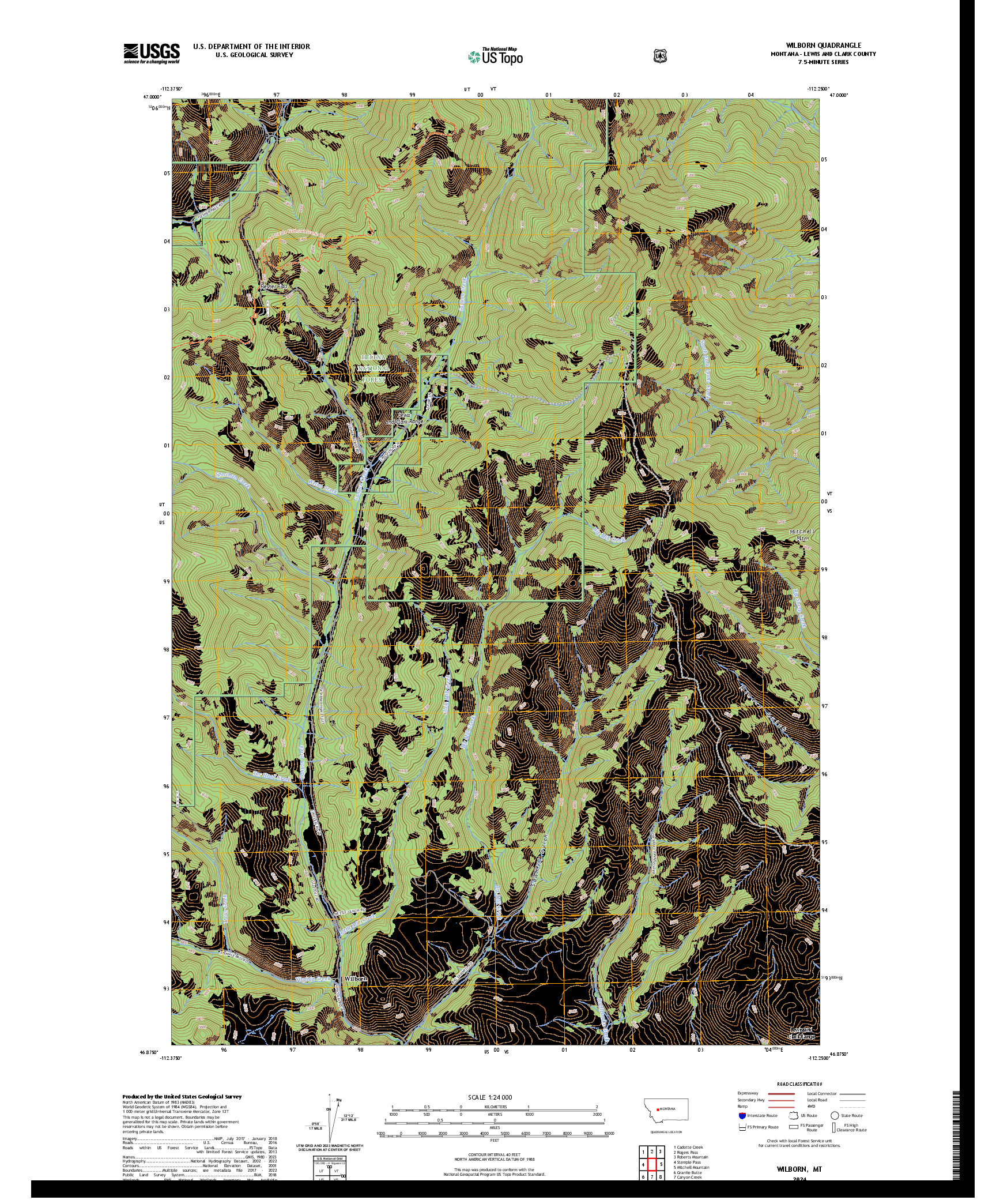 US TOPO 7.5-MINUTE MAP FOR WILBORN, MT