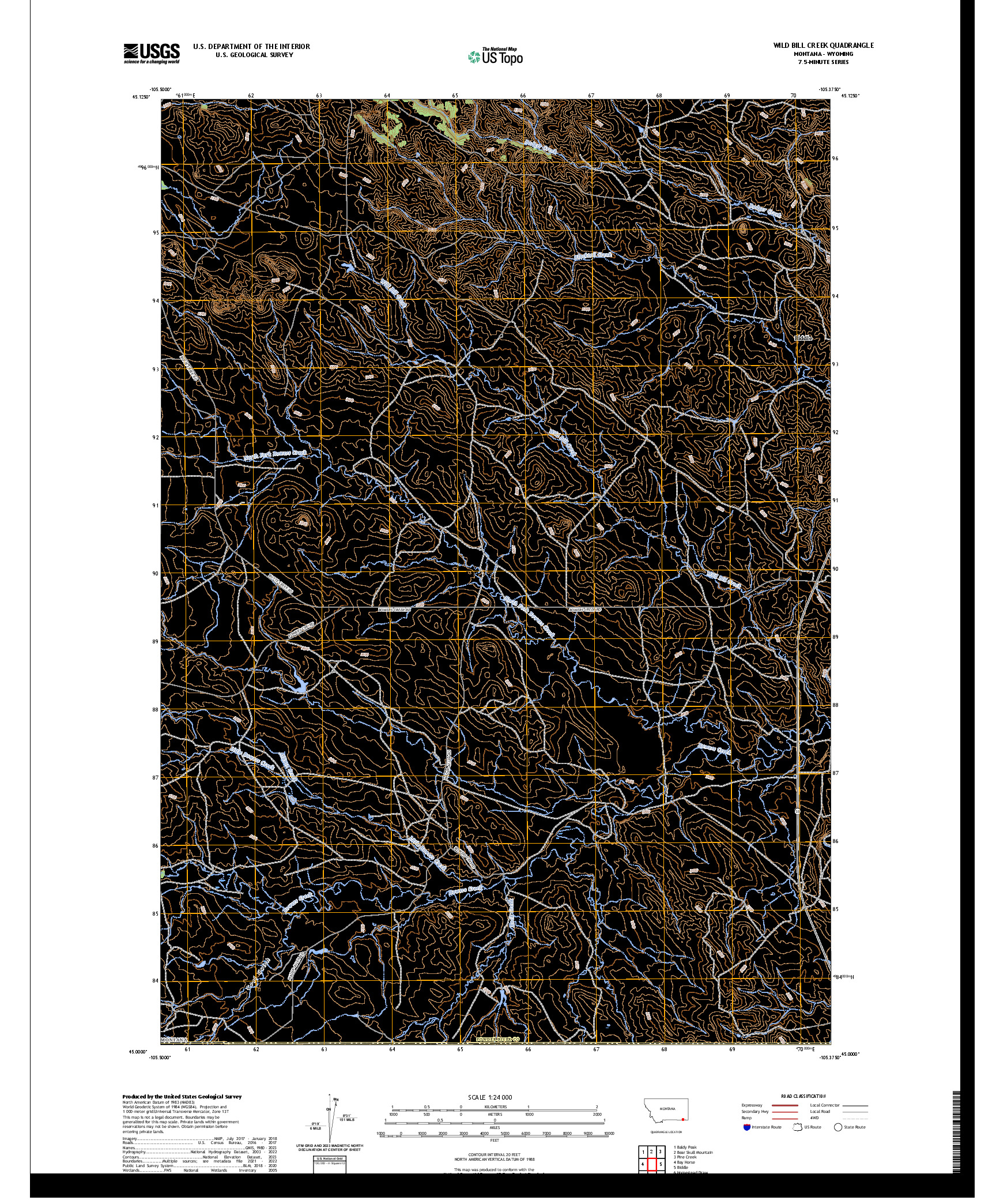 US TOPO 7.5-MINUTE MAP FOR WILD BILL CREEK, MT,WY