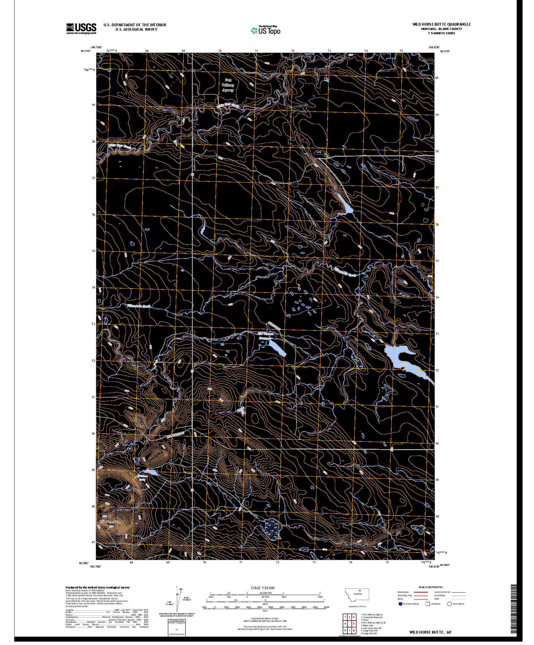 US TOPO 7.5-MINUTE MAP FOR WILD HORSE BUTTE, MT
